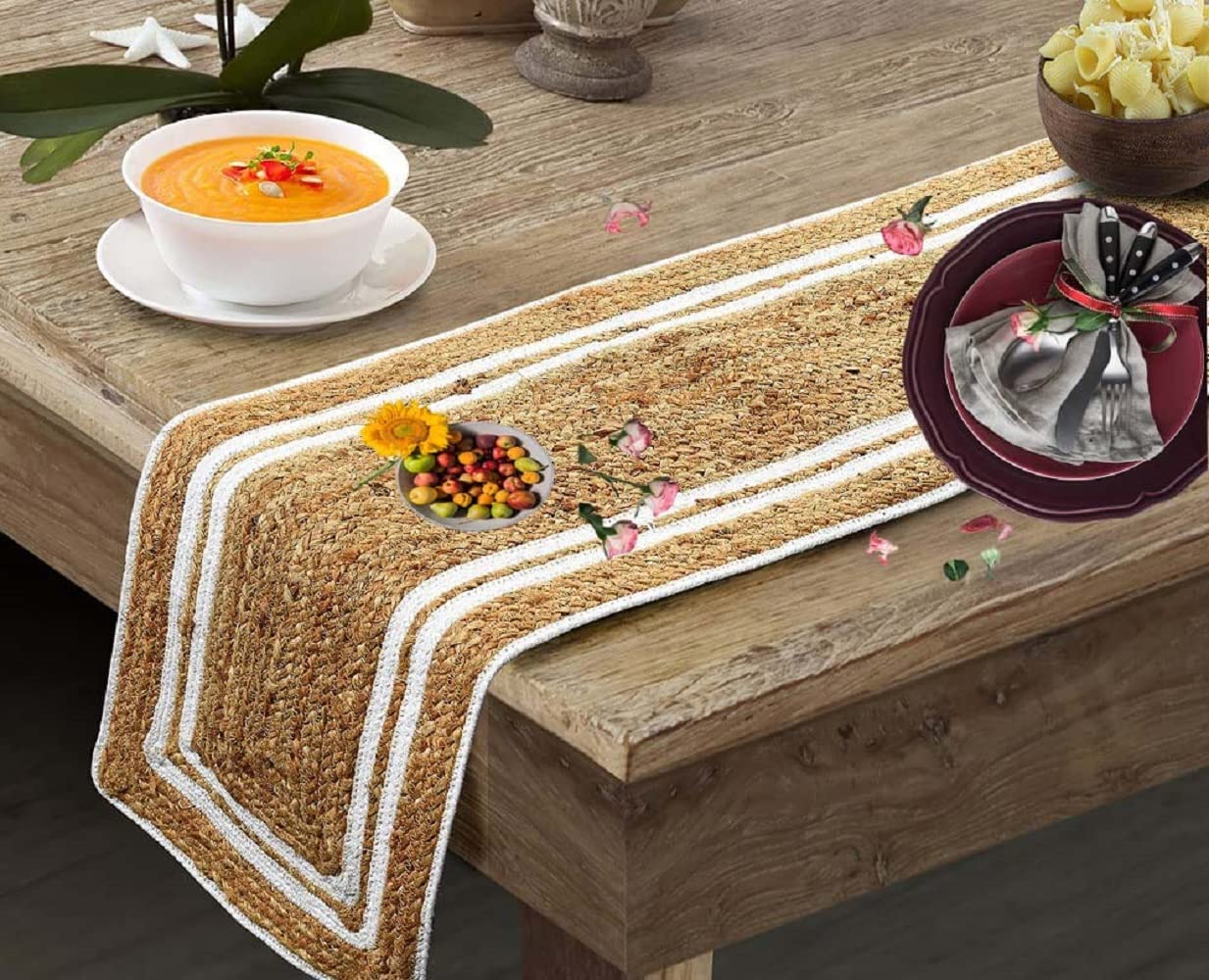 WYLYE?  Modern Home ! Heat Resistant Dining Table Runner for Dining Table for Party, Modern Dining Room (White, 14X54 INCH)