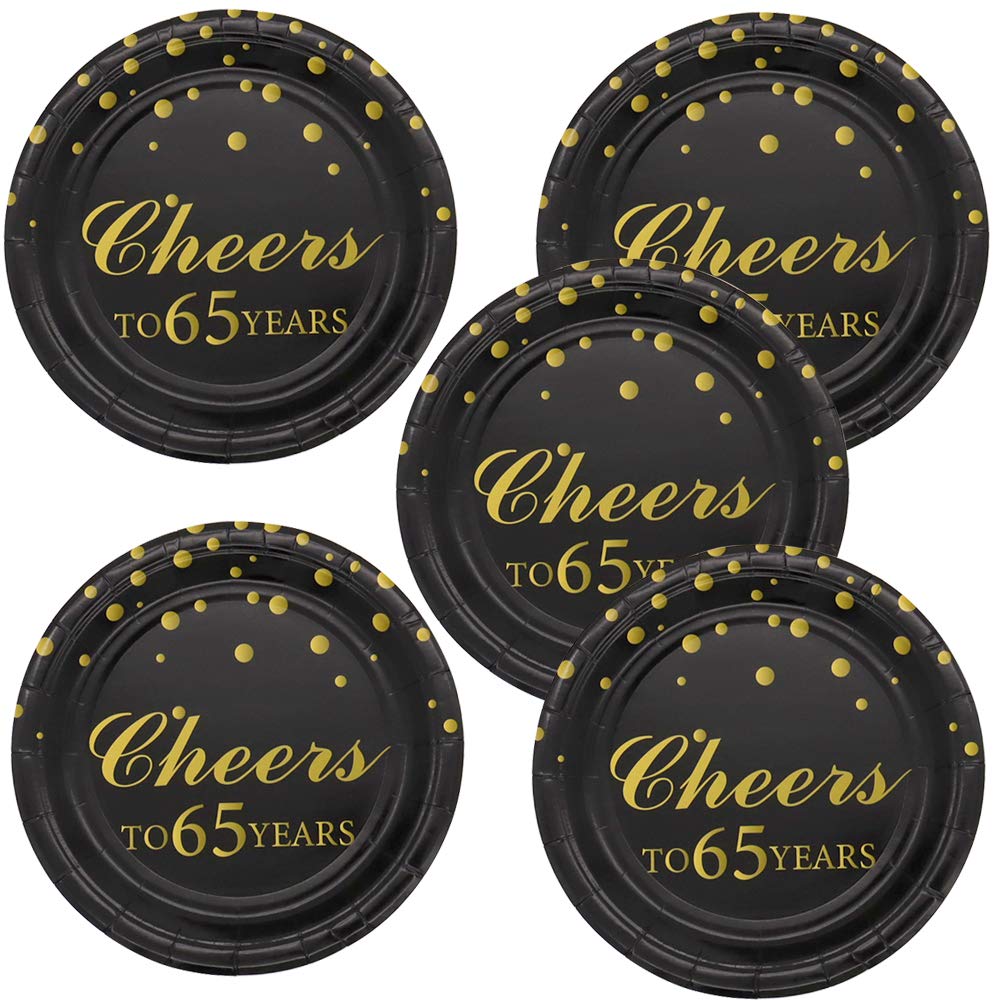 Pandecor 65Th Birthday Party Supplies,50 Pcs Cheers To 65 Years Disposable 7 Inch Paper Plates Dessert Plates For 65 Years Anniv
