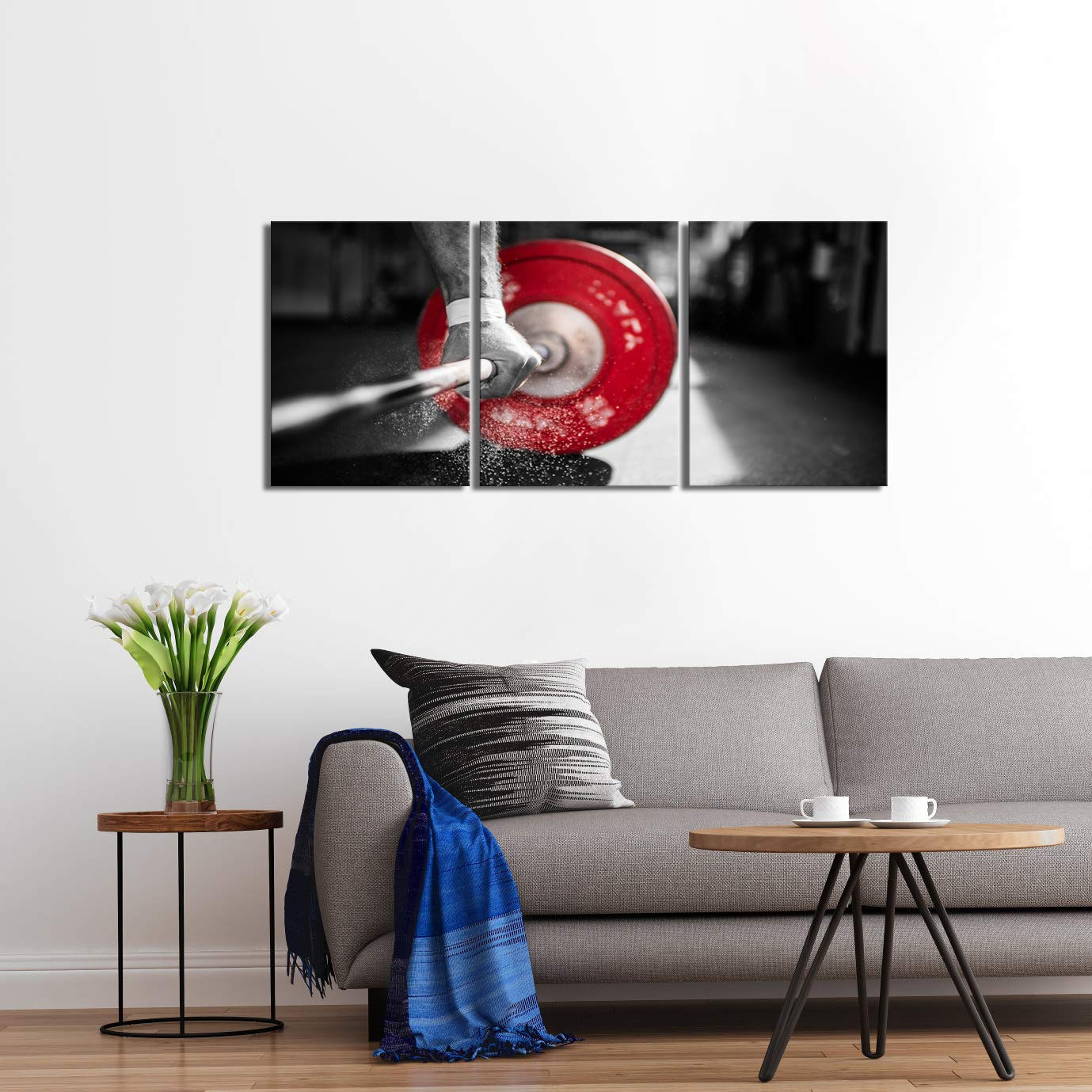 3 Piece Black And Red Canvas Wall Art Weightlifting Pictures Painting Gym Training Poster Prints On Canvas Art For Bedroom Bathr