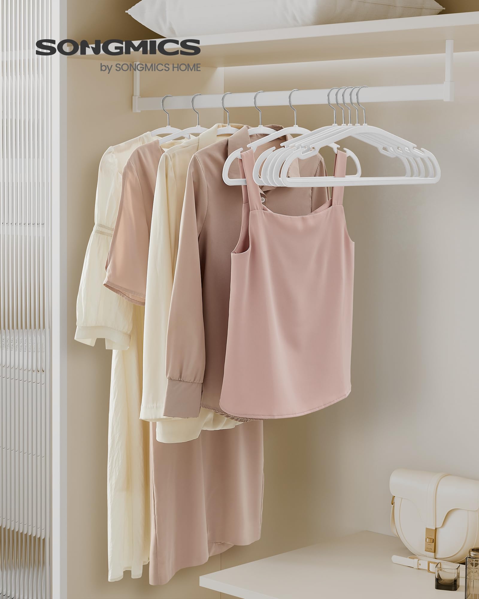 Songmics Velvet Hangers 50 Pack, Non-Slip Clothes Hangers, 17 X 8.3 Inches, Coat Hangers With Wide Shoulder Notches, Pants Bar,