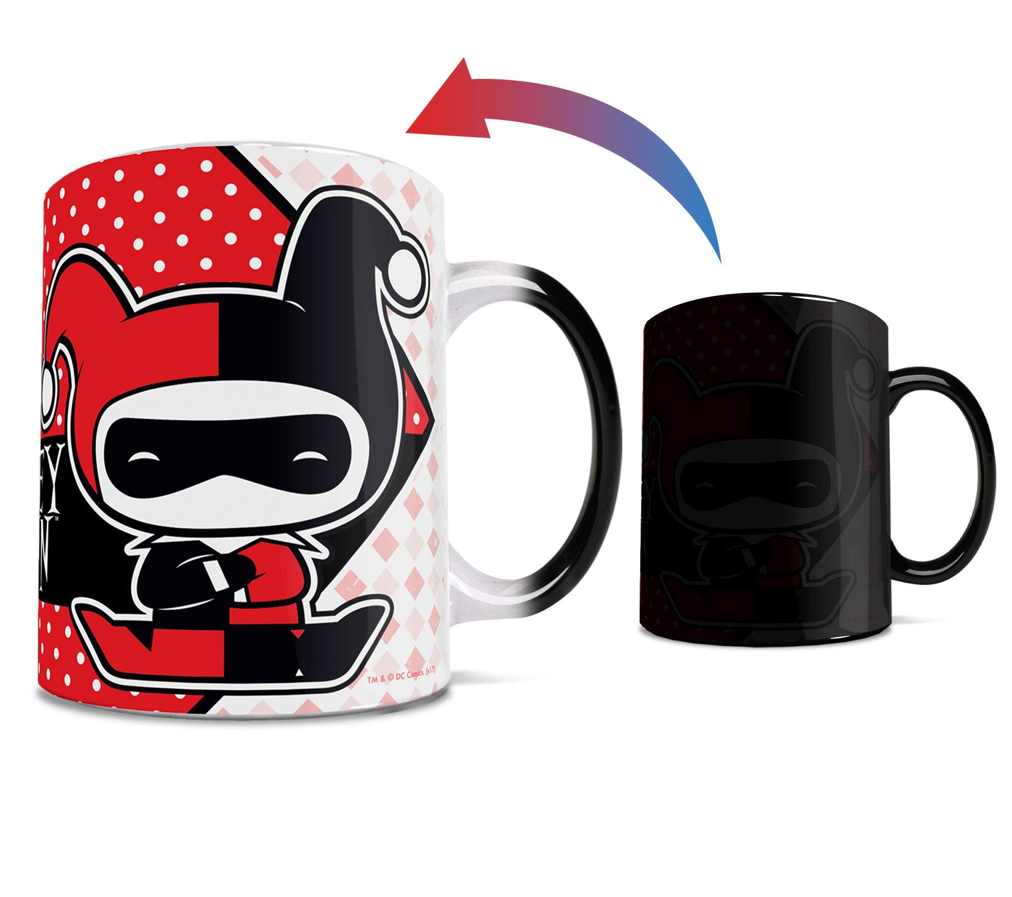 Morphing Mugs Dc Comics - Harley Quinn - Chibi Cartoon - Justice League - 11 Oz Heat Sensitive Mug - Ceramic Color Changing Coff