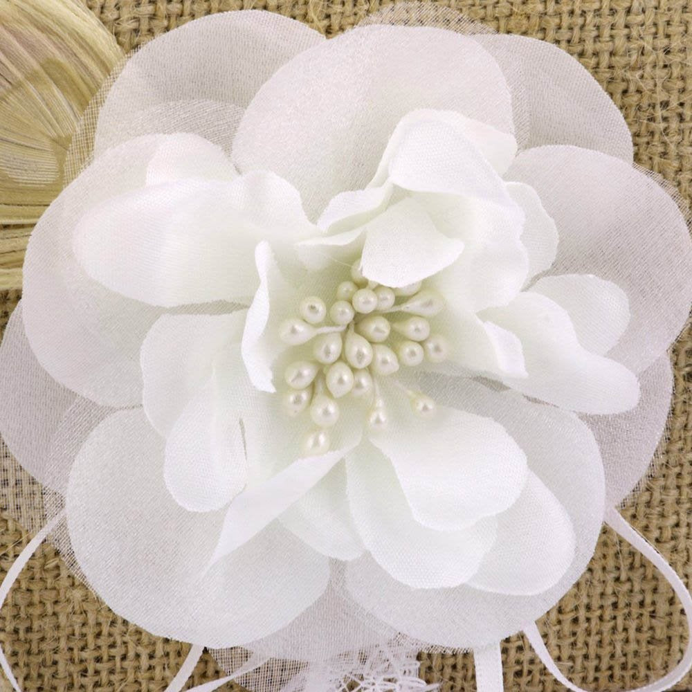 Bodosac 2PCS Burlap Flower Girl Basket Pearl Handle For Vintage Rustic Wedding CeremonySmall