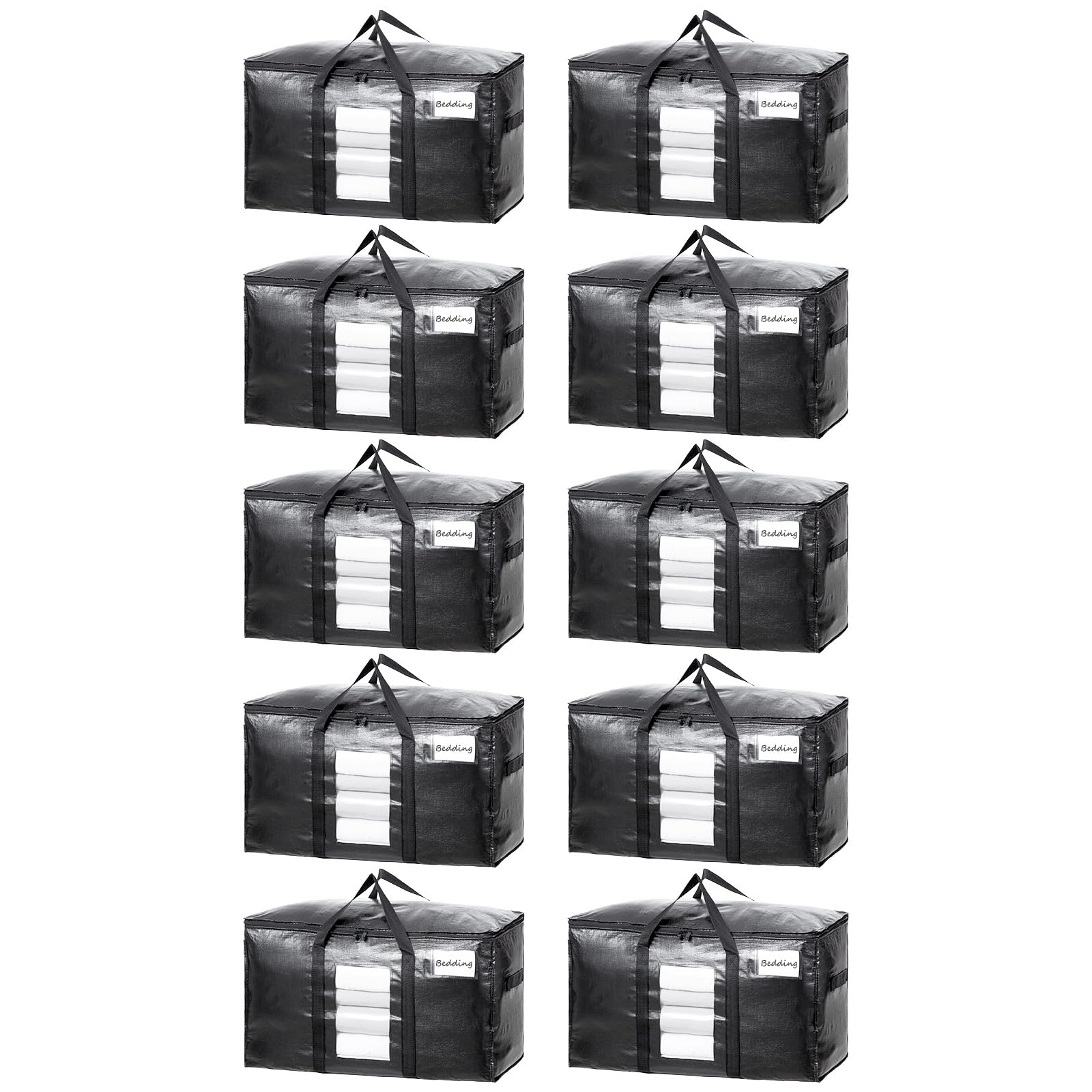 TAILI Moving Bags Silver Heavy Duty Extra Large 4 Pack Storage Bags with zips,Clear Window & Reinforced Handles, Waterproof stor