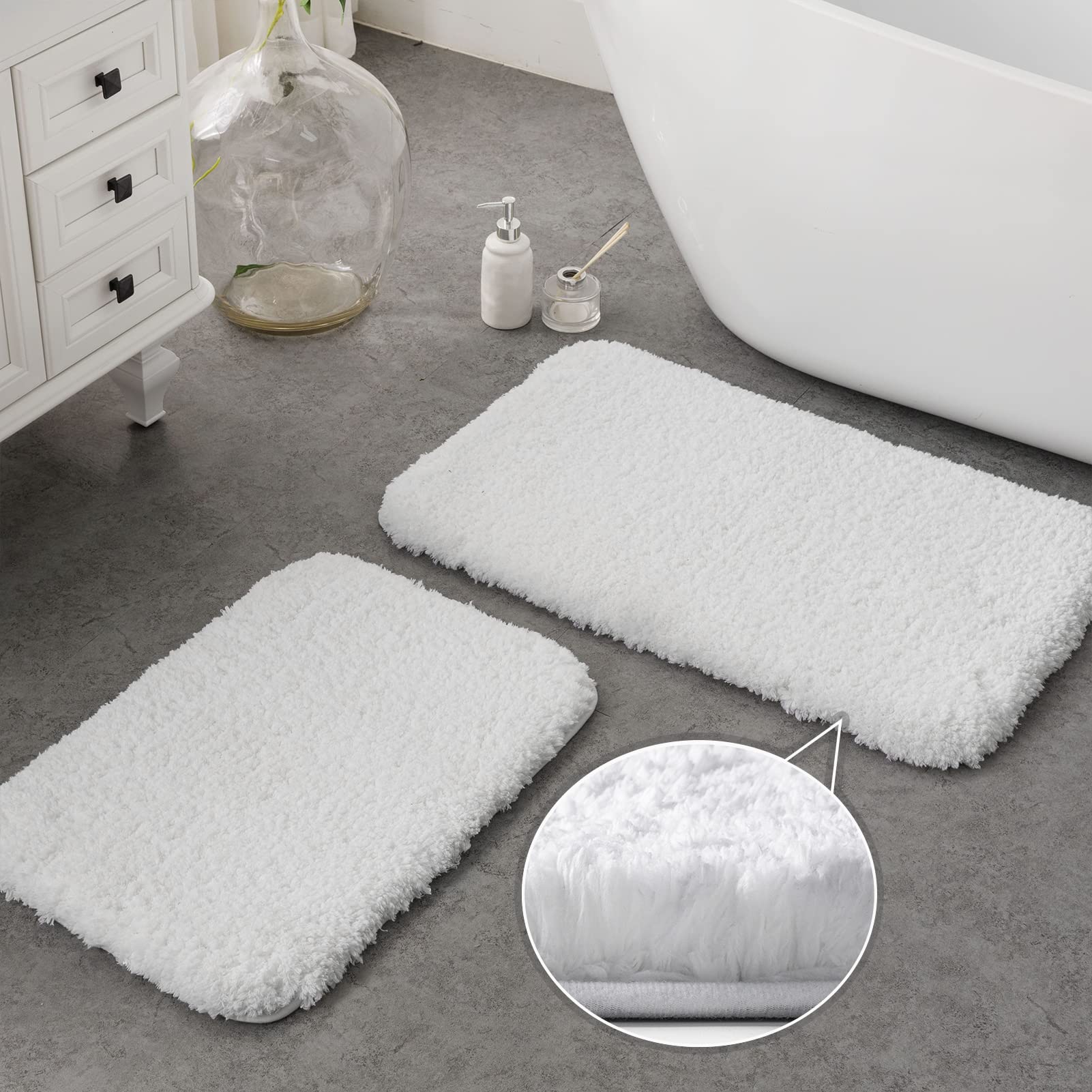 Ashler Runners Bathroom Rugs Long Non Slip Bathroom Rug Sets 2 Piece, Water Absorbing Bath Mat Ultra Soft Shower Rugs, Plush Mac
