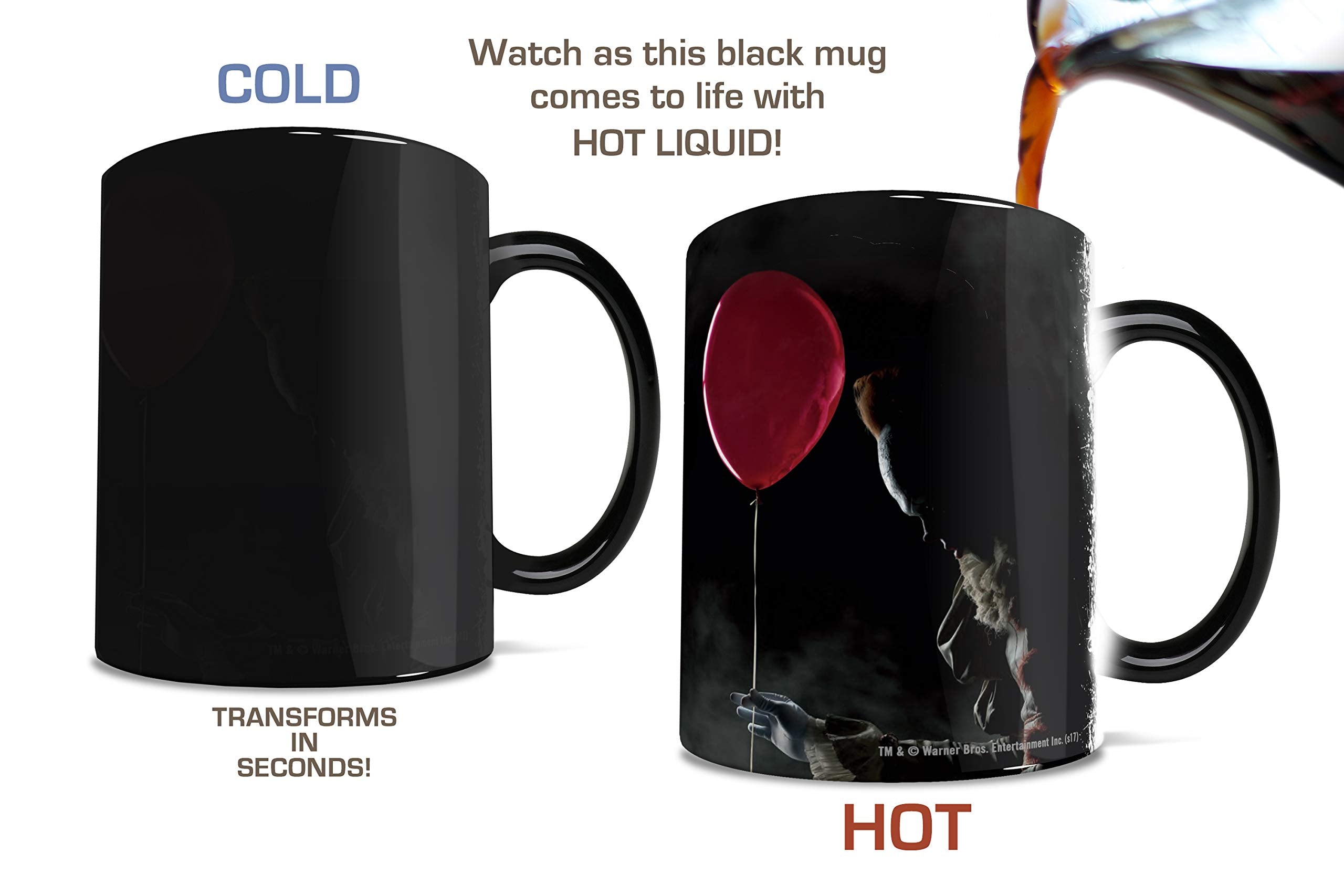 Morphing Mugs It The Movie - Pennywise The Dancing Clown And Georgie - One 11 Oz Color Changing Heat Sensitive Ceramic Mug - Ima