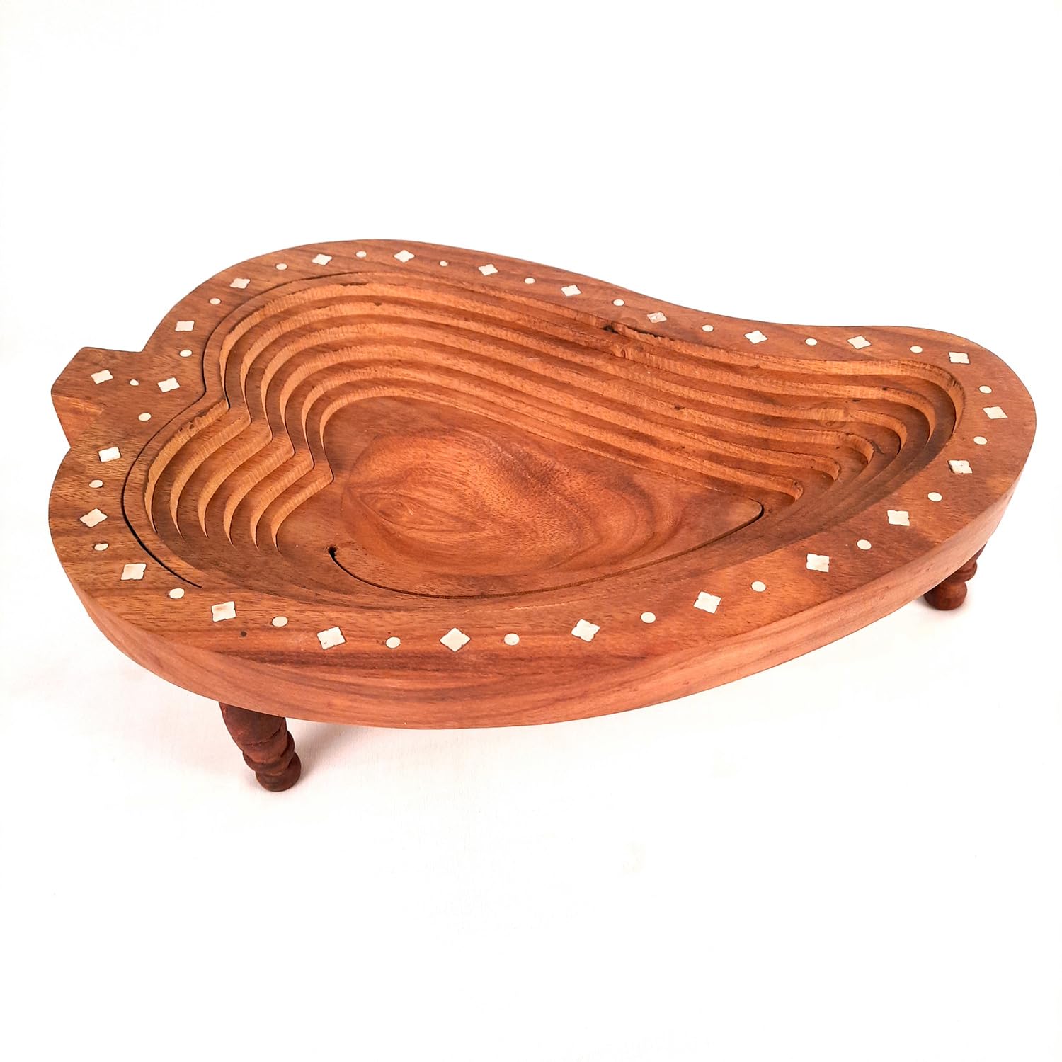 Apkamart Wooden Fruit & Vegetable Basket | Foldable Fruit Basket  For Serving & Dining Table Decor  14 Inch