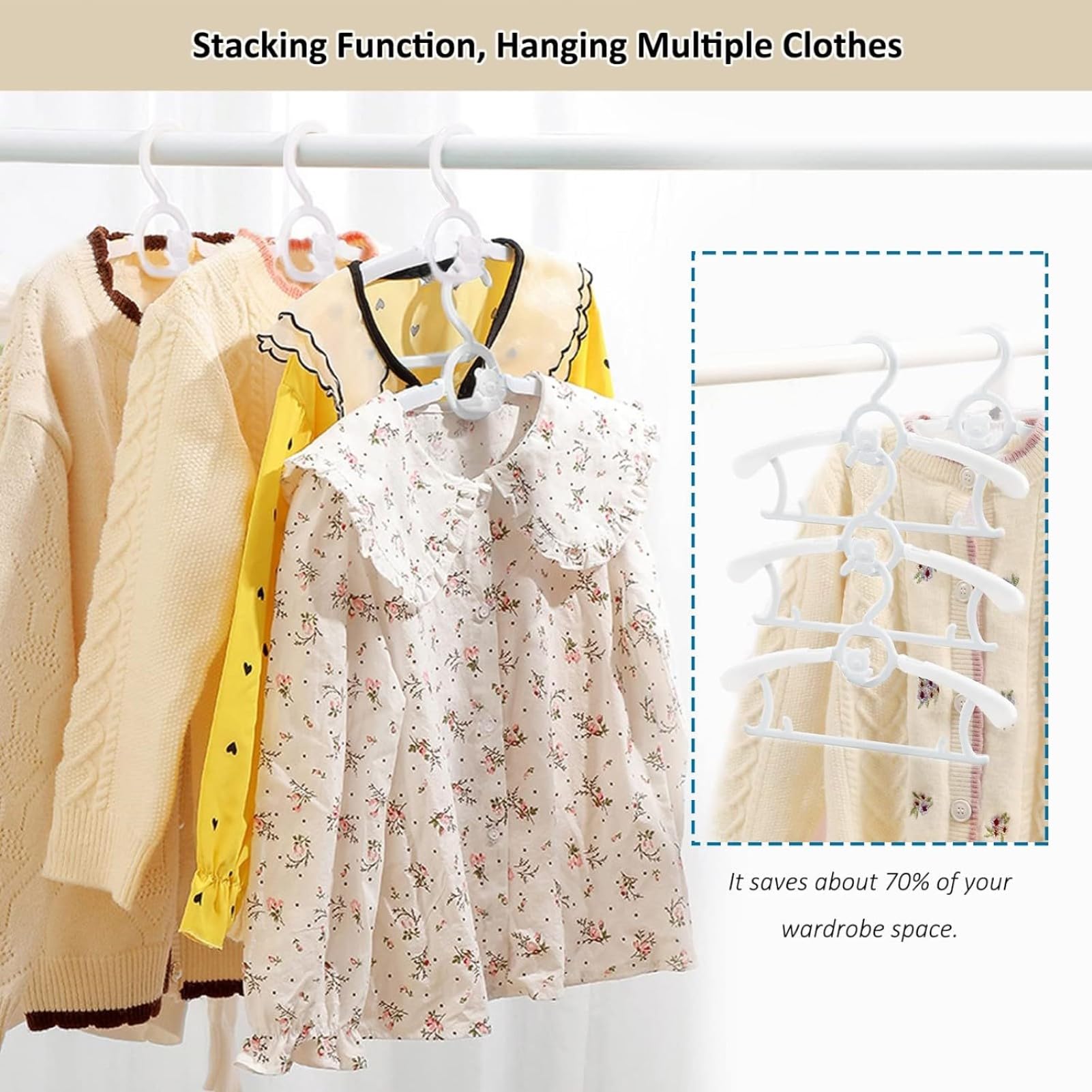 Hgyze Baby Hangers For Closet 50Pcs, White Kids Clothes Hanger Plastic, 11-14'' Adjustable Bulk Perchas For Newborn, Non-Slip Ch