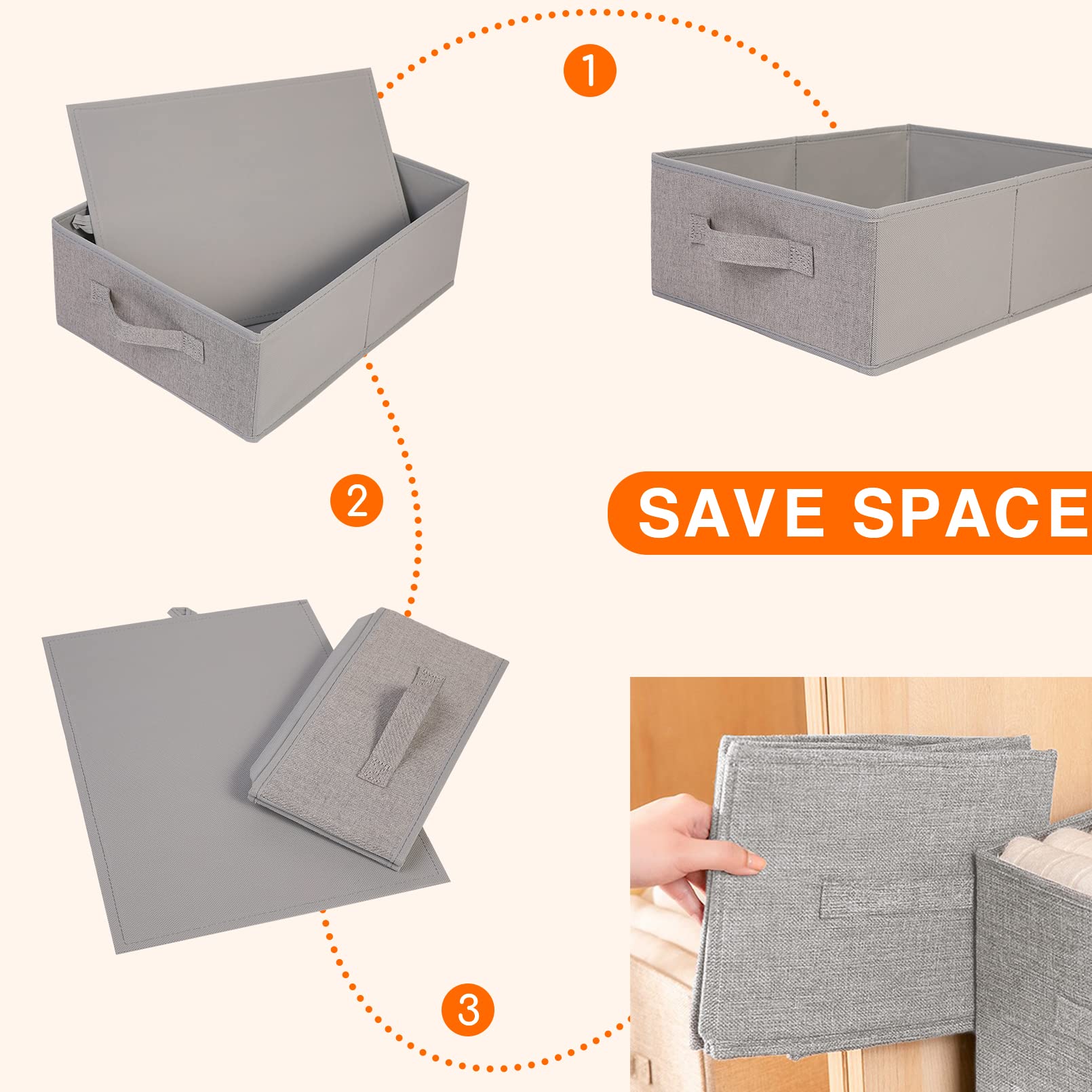 Jakago Fabric Storage Bins Set Of 4 Rectangle Storage Baskets With Handle Foldable Closet Organizer For Clothes Towel Toys Books