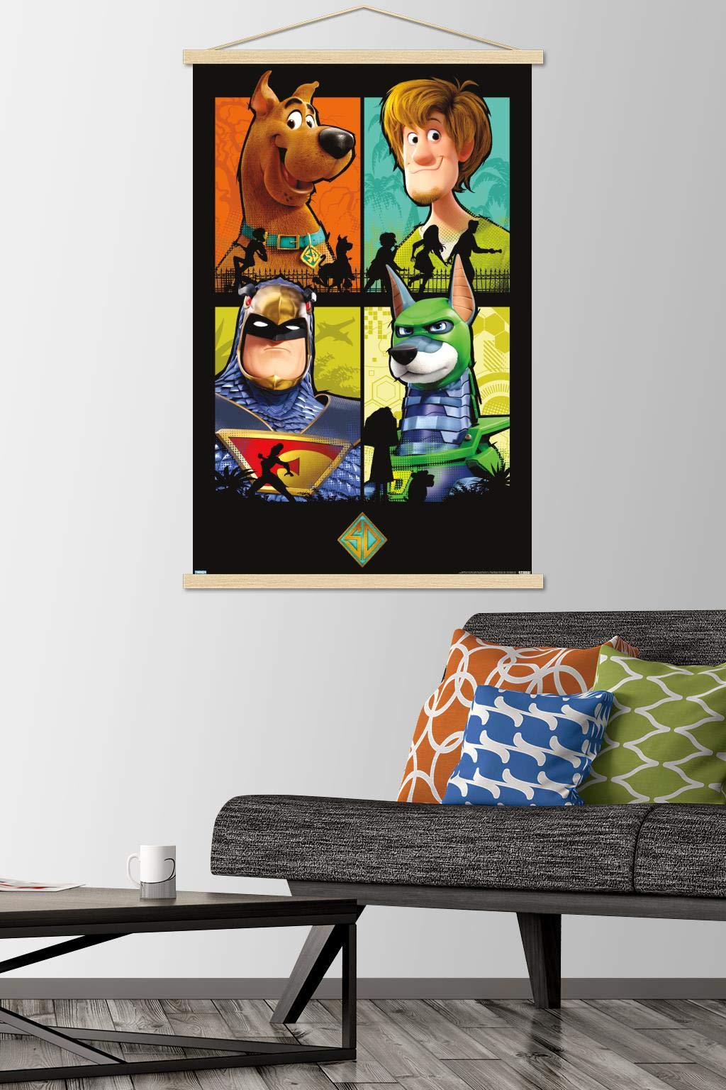 Trends International Scooby- Doo: Scoob! - Grid Wall Poster, 22.375'' X 34'', Premium Print And Beechwood Hanger Bundle
