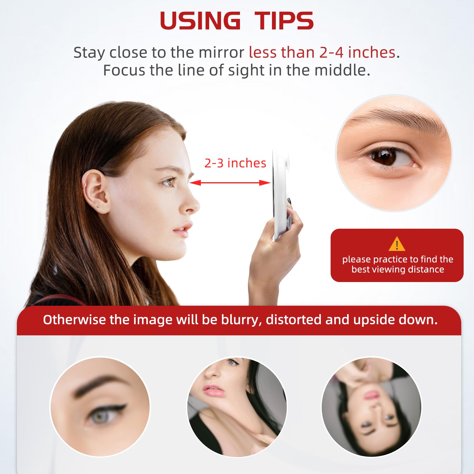 10X Makeup Magnifying Mirror, Large 10X Makeup Magnification Mirror, Round Magnifying Mirror, Compact 6'' Travel Magnifying Mirr