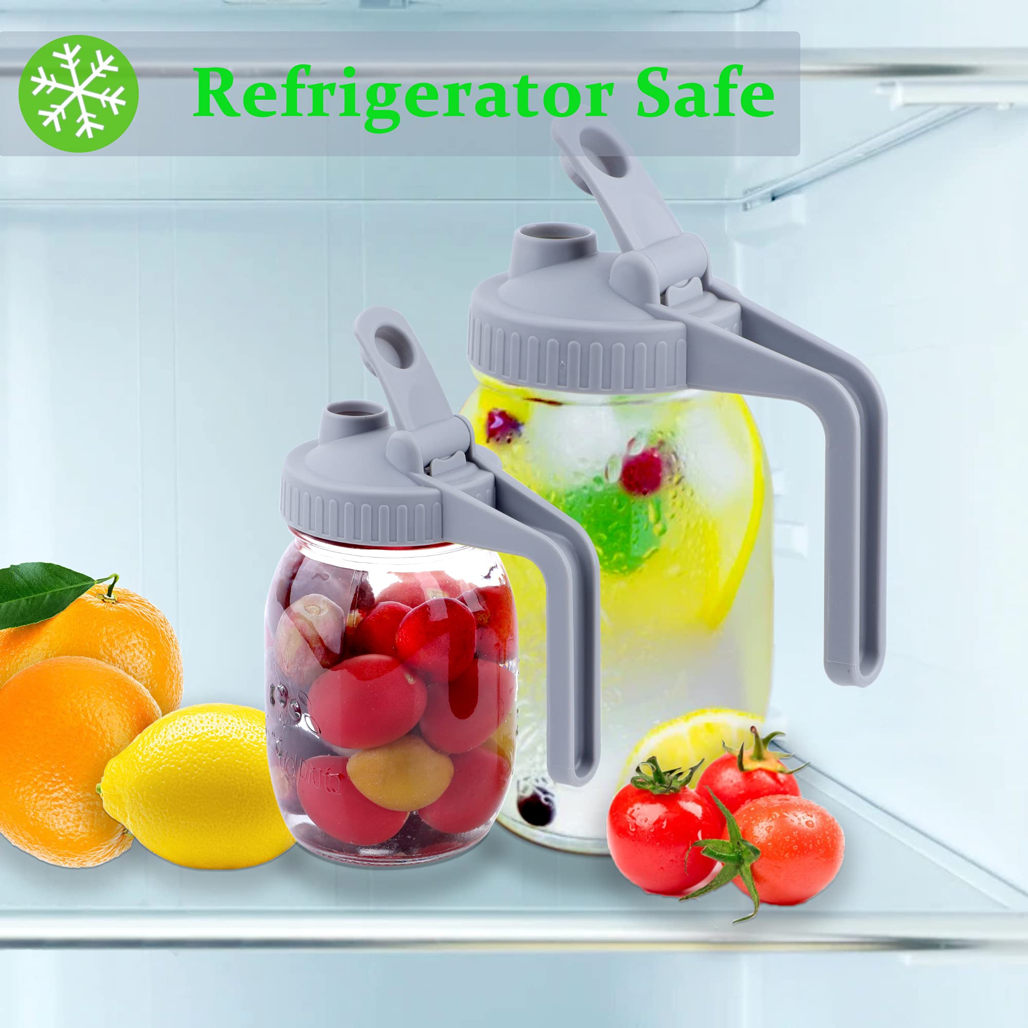 Mason Jar Pour Spout Lid Regular Mouth With Handle, Airtight & Leak-Proof Flip Cap Lid, Easy Open & Pour, Turns Your Mason Jar I