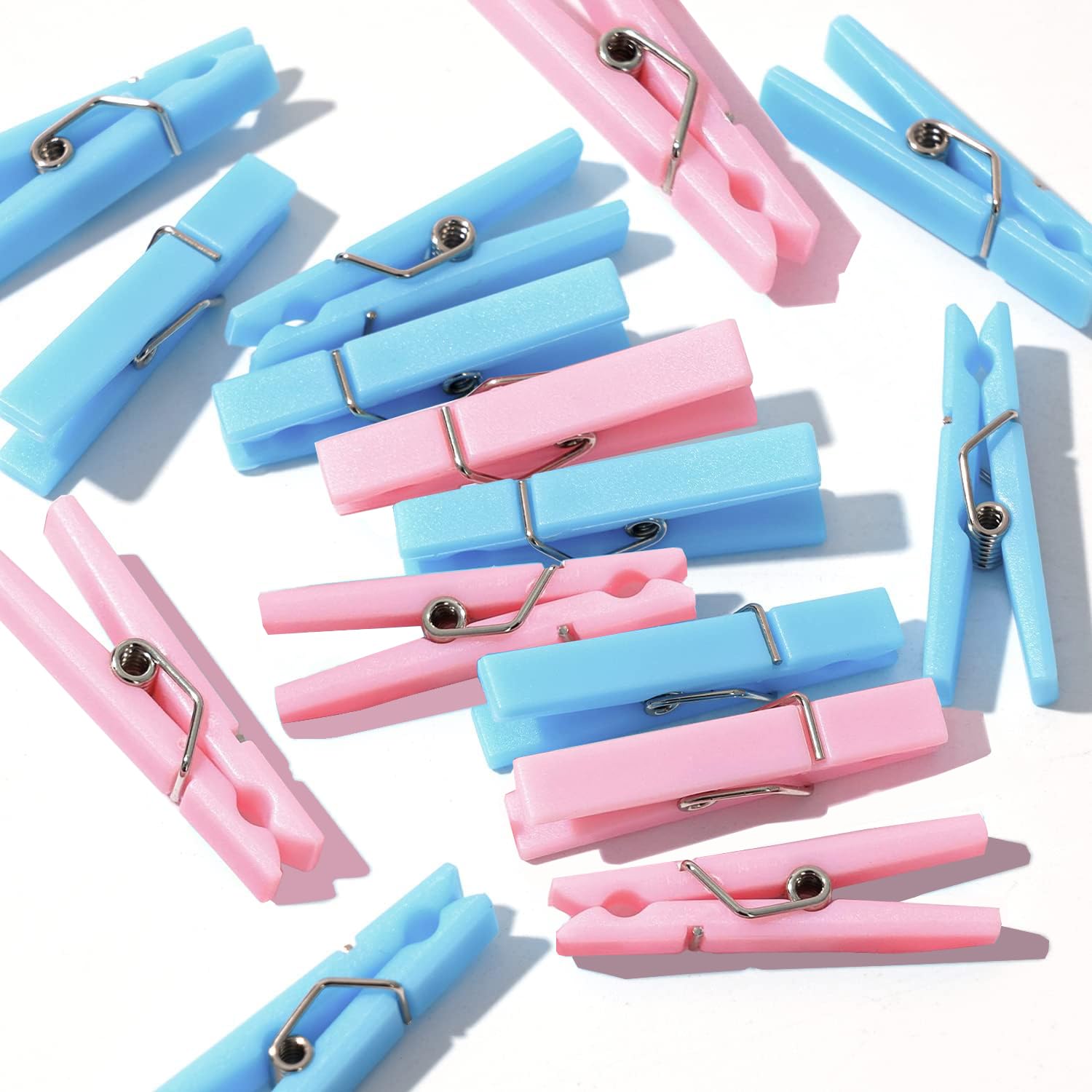 Mini Clothespins Clothes Pins 60Pcs 1.4 Inch For Party Decorations(Pink + Blue)