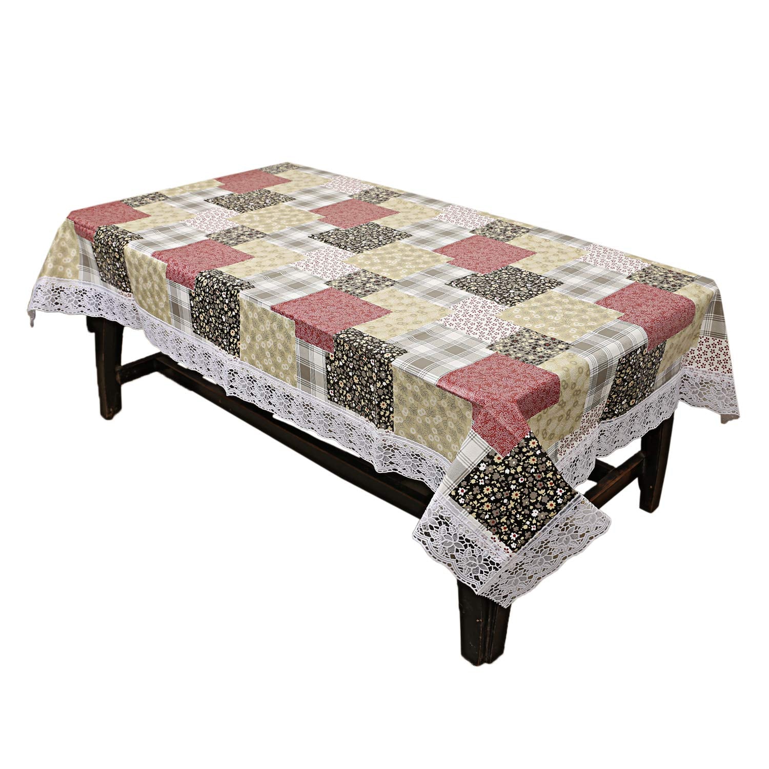 Kuber Industries Checkered Pvc 4 Seater Center Table Cover - Multi