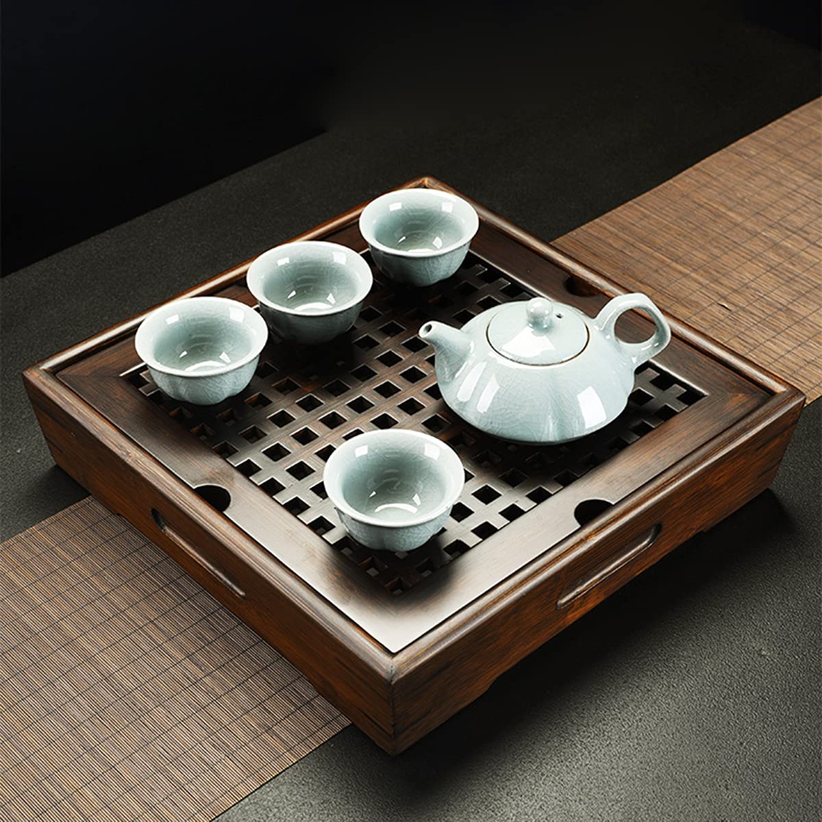 Bamboo Chinese Gongfu Tea Tray Table Box With Water Storage For Kungfu Tea Set