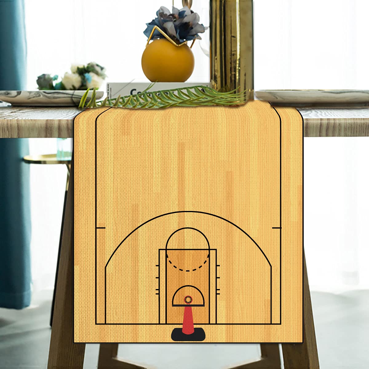Linen 13X72'' Basketball Table Runner March Madness Decor Basketball Themed Birthday Party Babay Shower Decoration And Supplies