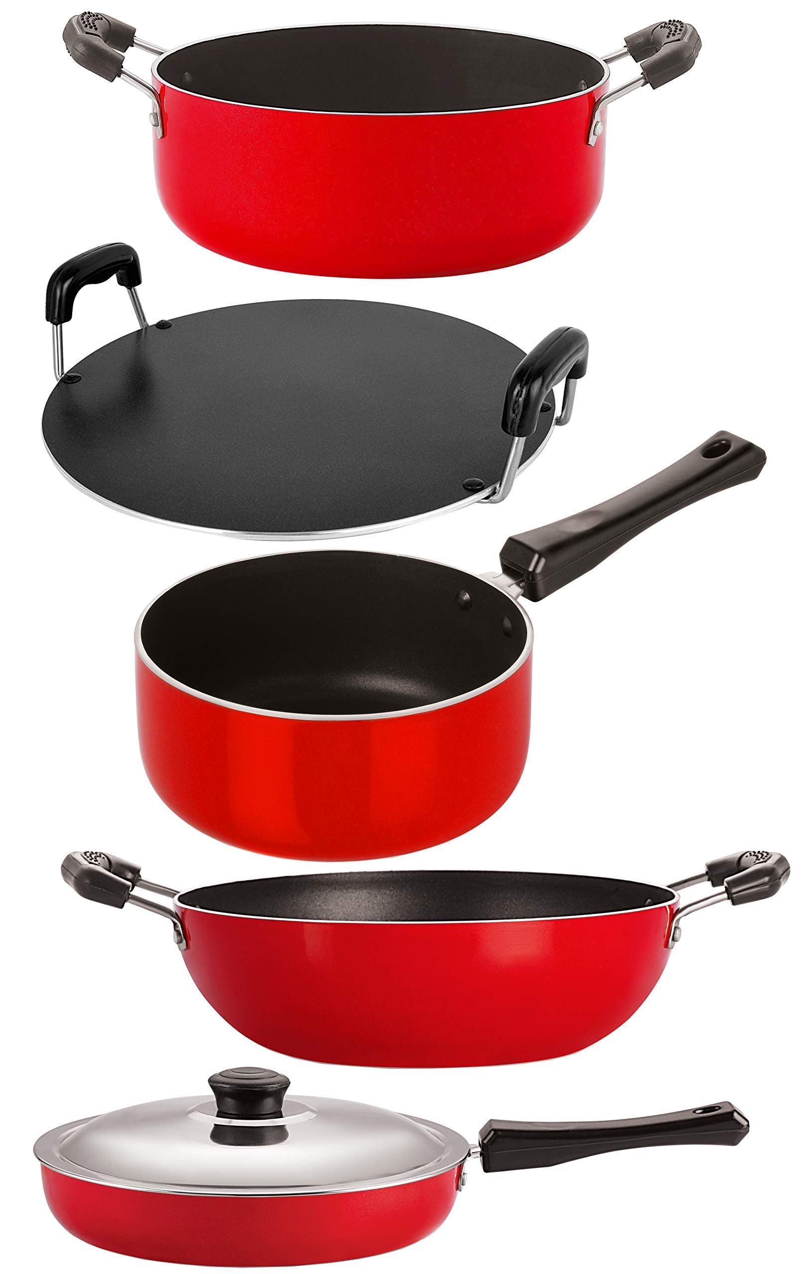 Nirlon NonStick 5 Piece Spiral Bottom Heat Resistance Kitchen Cooking Essential Combo Item Set