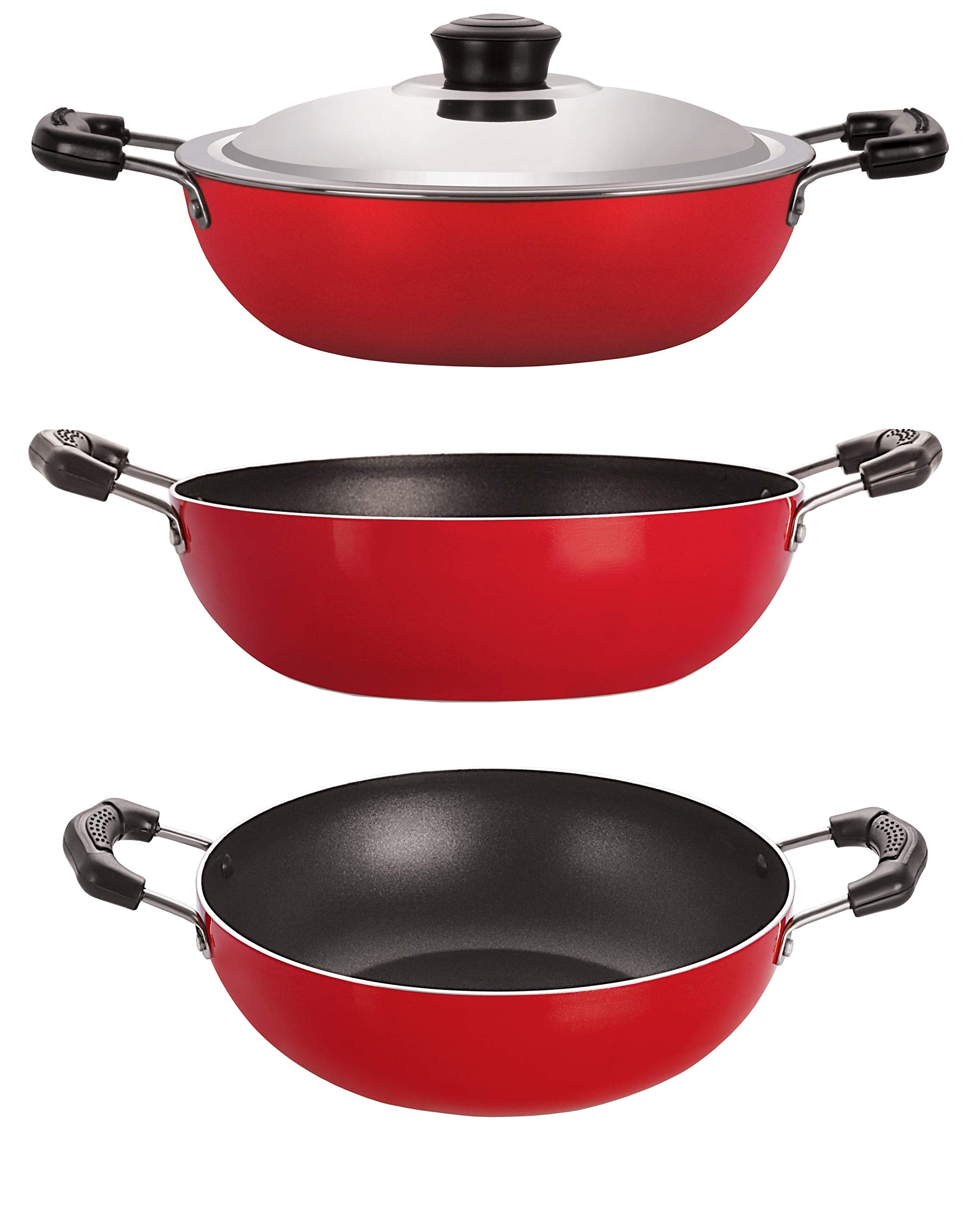 Nirlon NonStick Aluminium Gas Compatible Cookware Essential Gift Item Set, 3 Piece Set