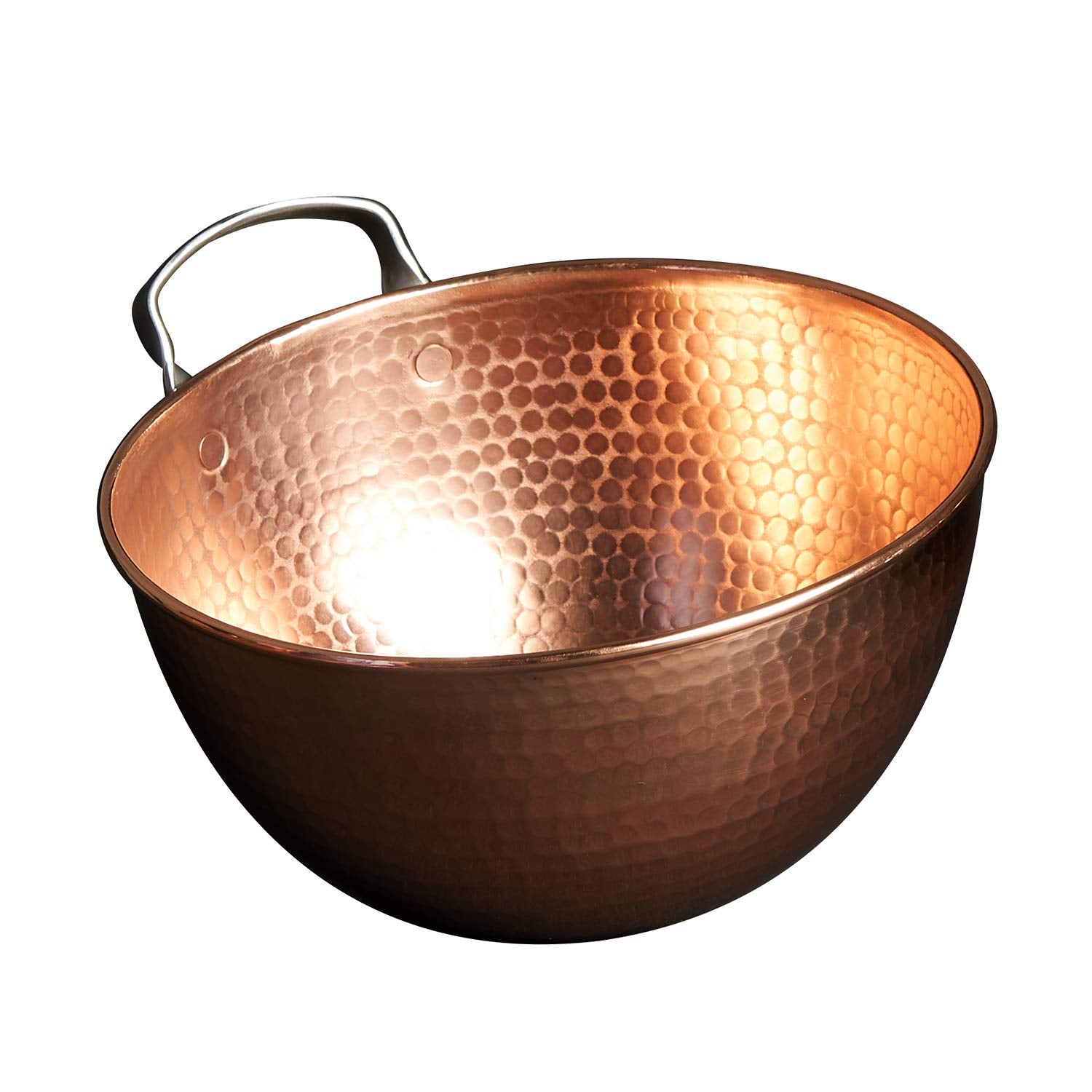 Sertodo Copper Mixing Bowl | 2.5 Quart Capacity, 10-Inch Diameter | Ergonomic Stainless Steel Handle | 100% Pure Copper, Heavy G