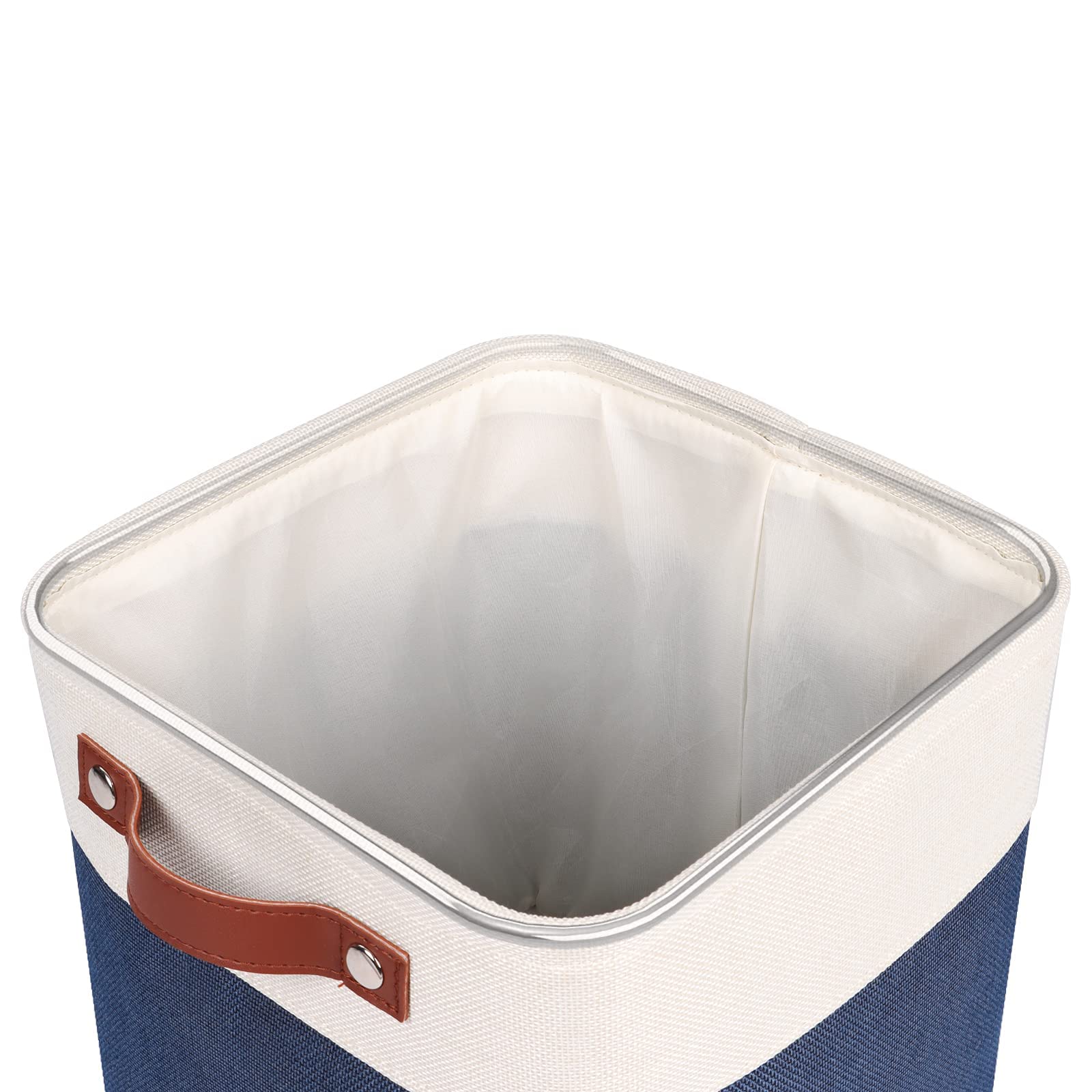 Univivi Fabric Cube Bins Set Of 4 Storage Baskets With Pu Handles For Home Closet Nursery Foldable Storage Bins (Blue, 10.5'' X