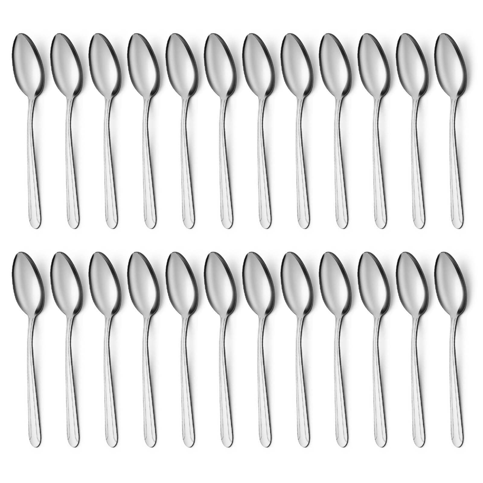 Bewos 24 Pieces Tea Spoons Set, 6.2 Inches Stainless Steel Teaspoons Silverware, Coffee Spoons, Small Mirror Polished, Dishwashe