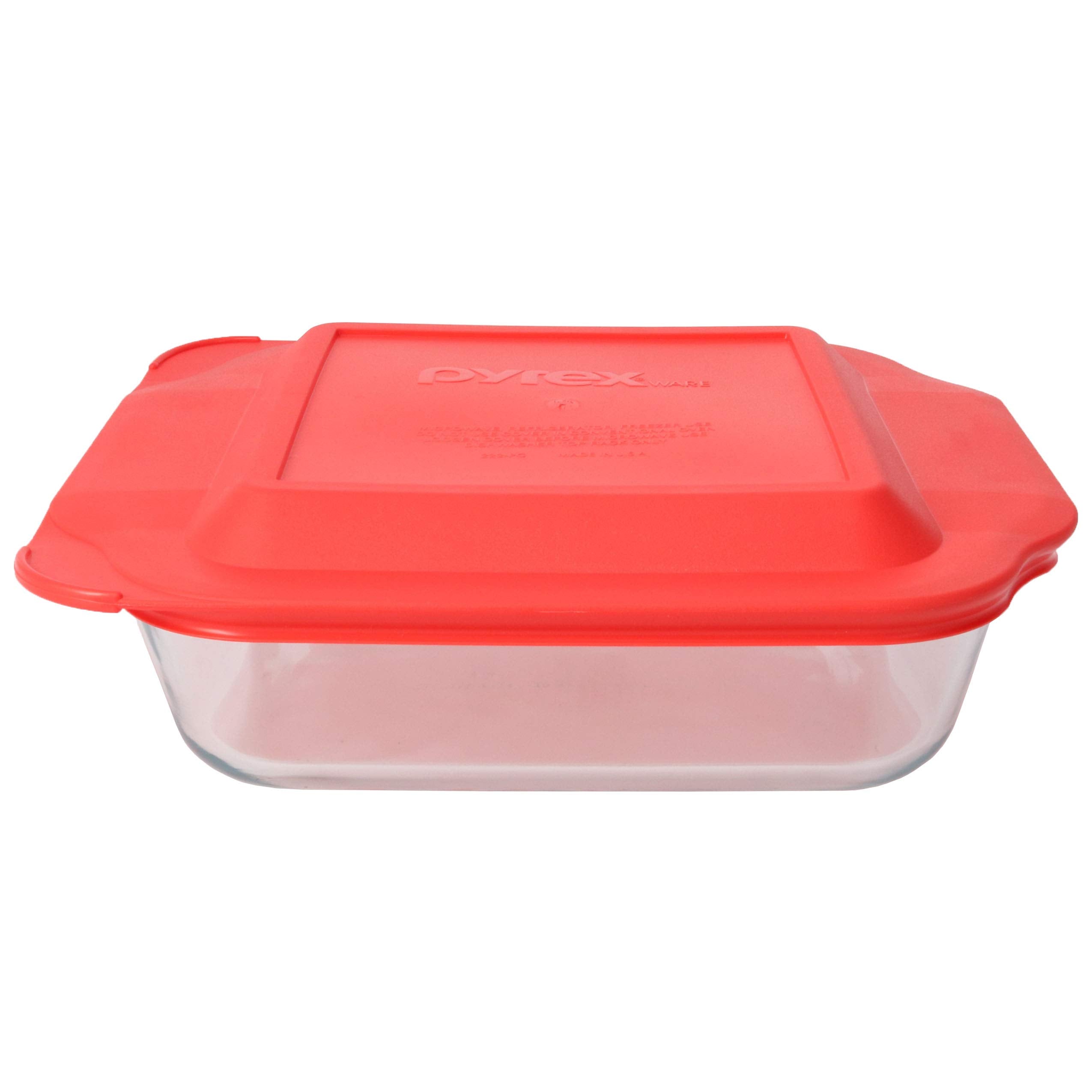 Pyrex 222 Glass Baking Dish & 222PC Red Lid  Made in USA