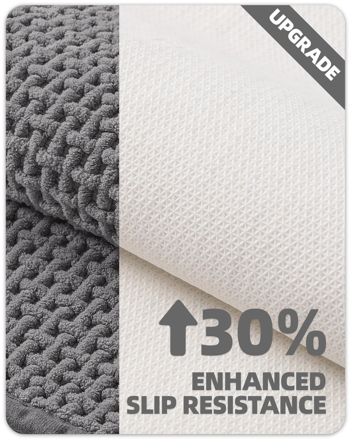 Color&Geometry Large Bathroom Rugs Upgraded Denser Chenille Pile, 24''X36'' Non Slip Absorbent Grey Bath Mats For Bathroom Thin