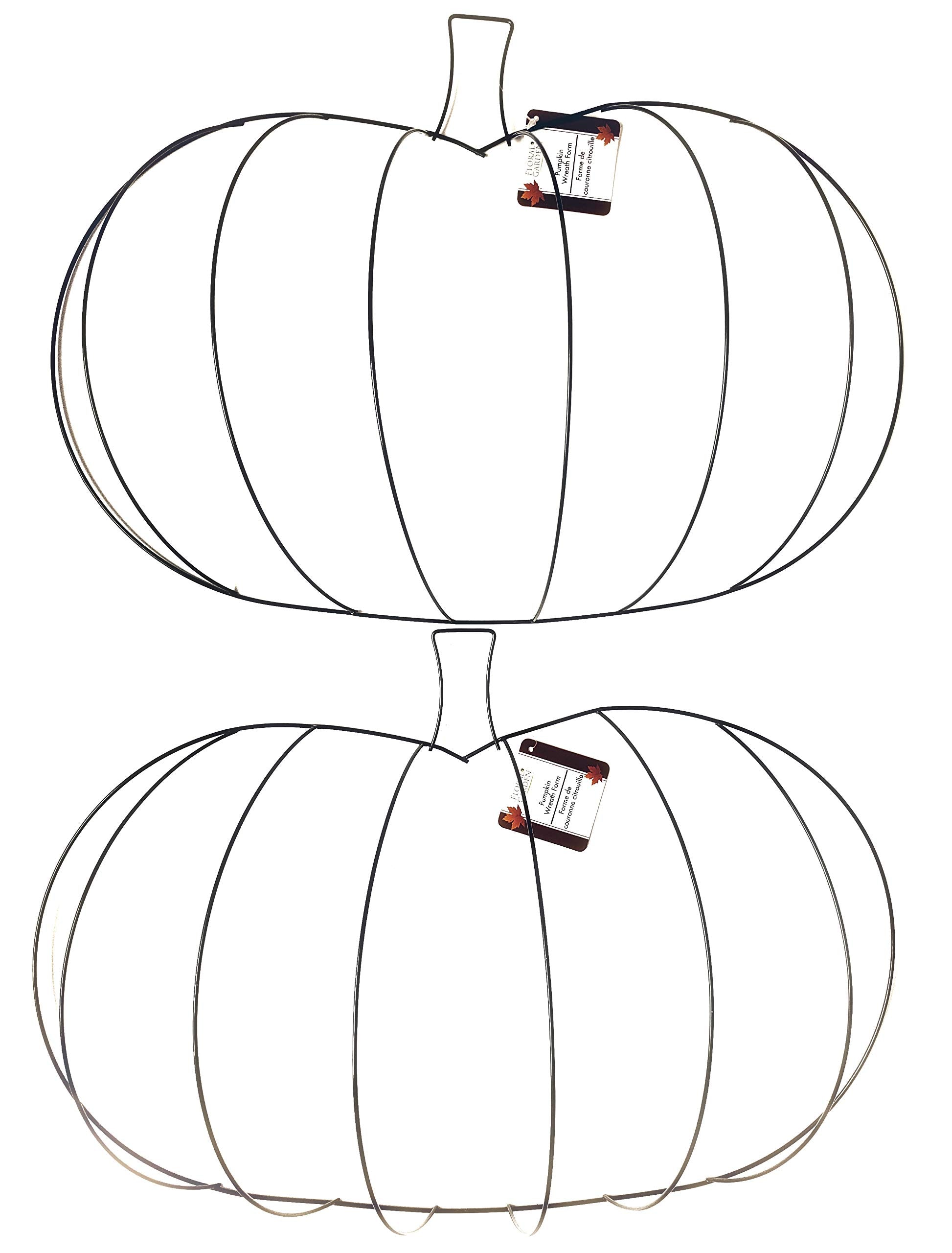 Holiday Autumn Pumpkin Shaped Metal Wreath Form - Bundle of (2) Pumpkin Shaped Forms