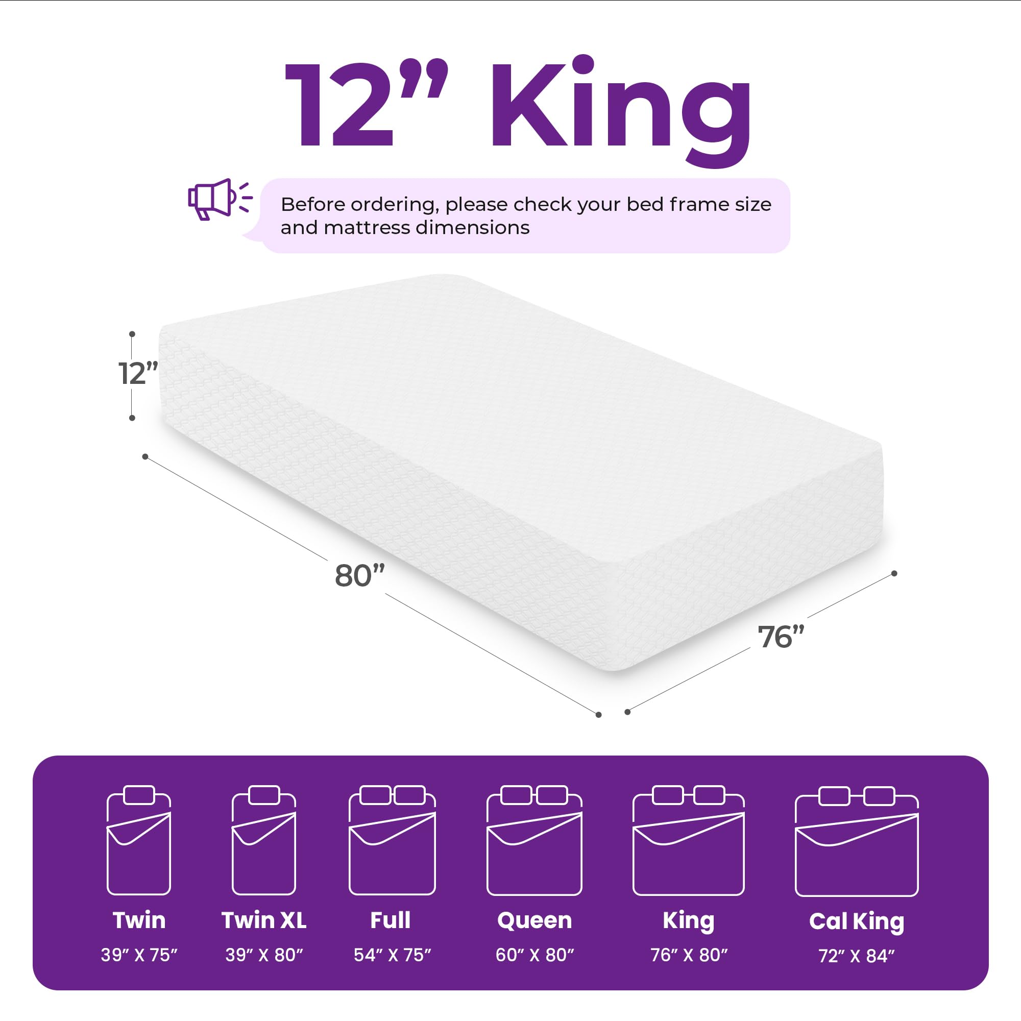 Gaeste 12 Inch King Cooling Gel Memory Foam Mattress Medium Firm For Cool Sleep Pressure Relieving Certipur-Us Certified Conveni