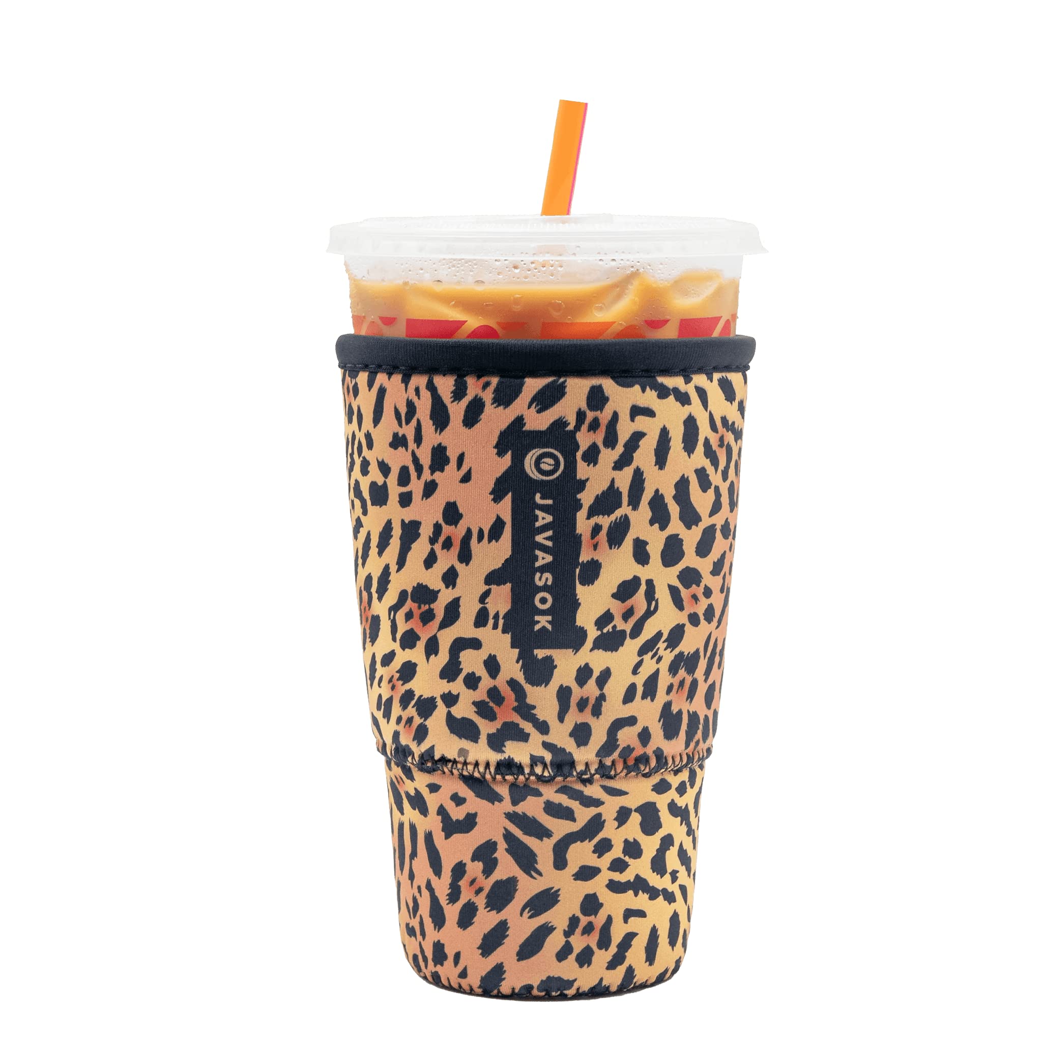 Sok It Java Sok Iced Coffee & Cold Soda Insulated Neoprene Cup Sleeve (Classic Leopard, Large: 30-32Oz)