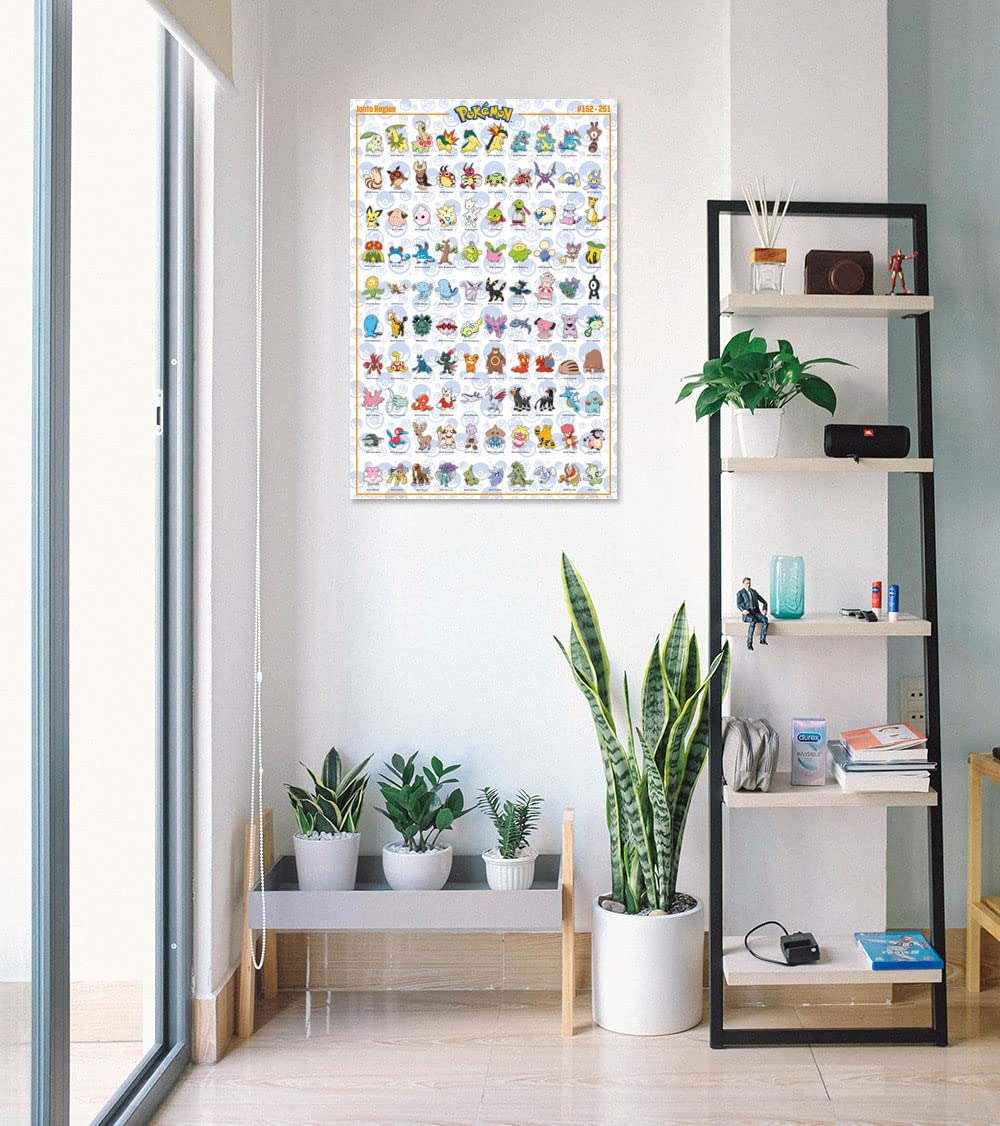 Pokemon - TV Show/Gaming Poster (100 Johto Region Pokemon) (Size: 24'' x 36'')