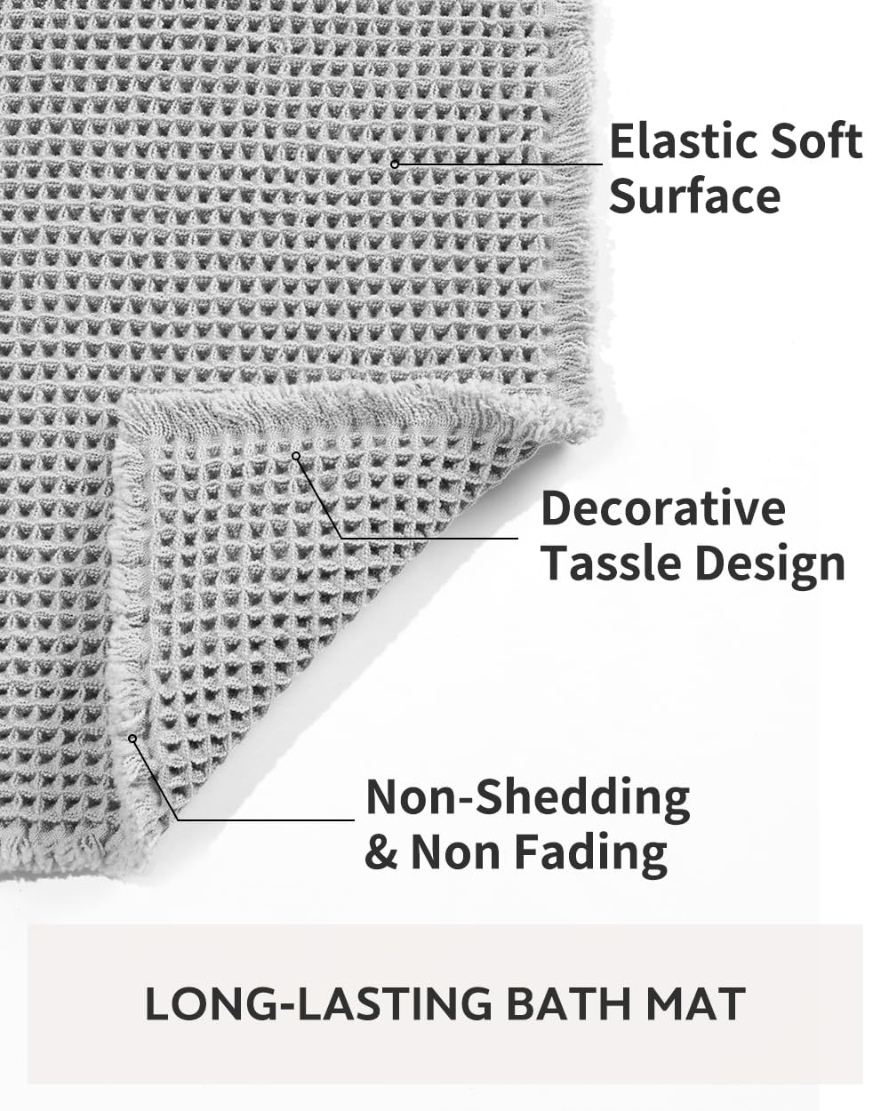 Waffle Bath Mat Rug, Super Absorbent Non Slip Bath Mats For Bathroom Mat Ultra Soft Bathmat Machine Washable Bathroom Rugs With