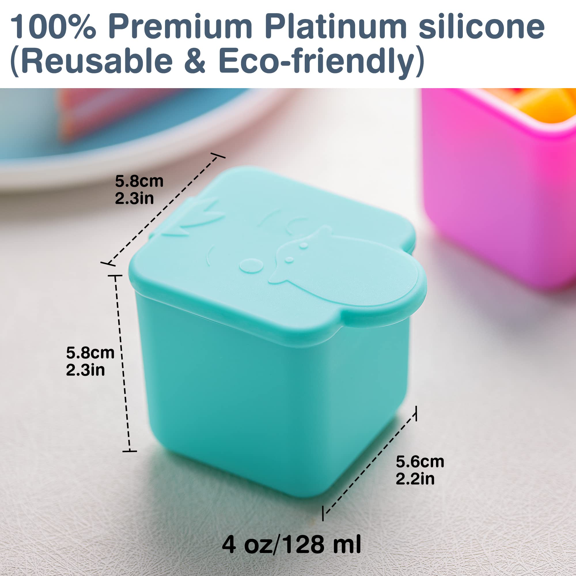 Homotte Leakproof Dips Containers Compatible With Most Bento Lunch Box, 2X 4 Oz Salad Dressing Container To Go, Small Silicone S