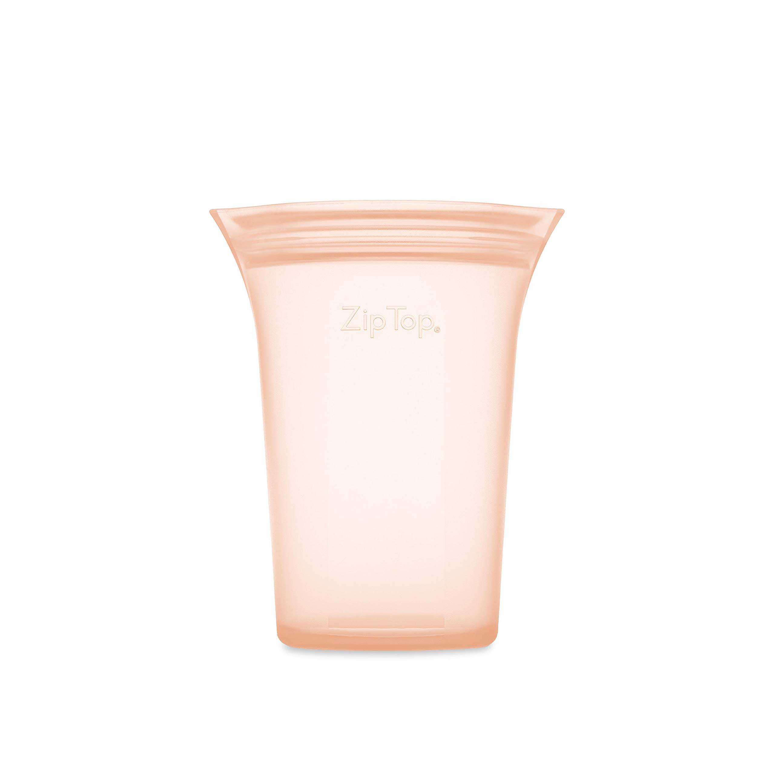 Zip Top Reusable Food Storage Bags | Medium Cup [Peach] | Silicone Meal Prep Container | Microwave, Dishwasher And Freezer Safe