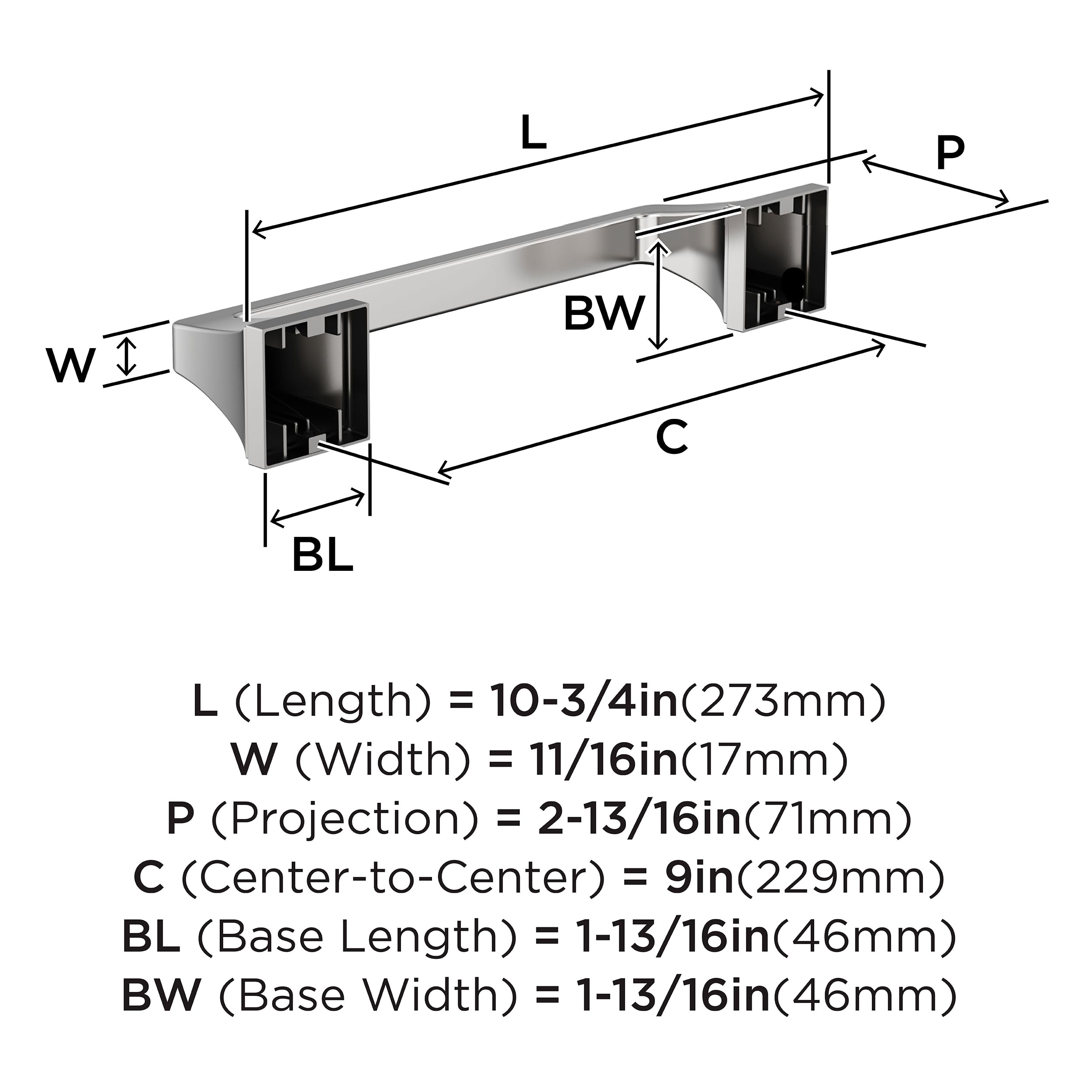 Amerock Mulholland Chrome 9 Inch (229Mm) Towel Bar, Bh3602526