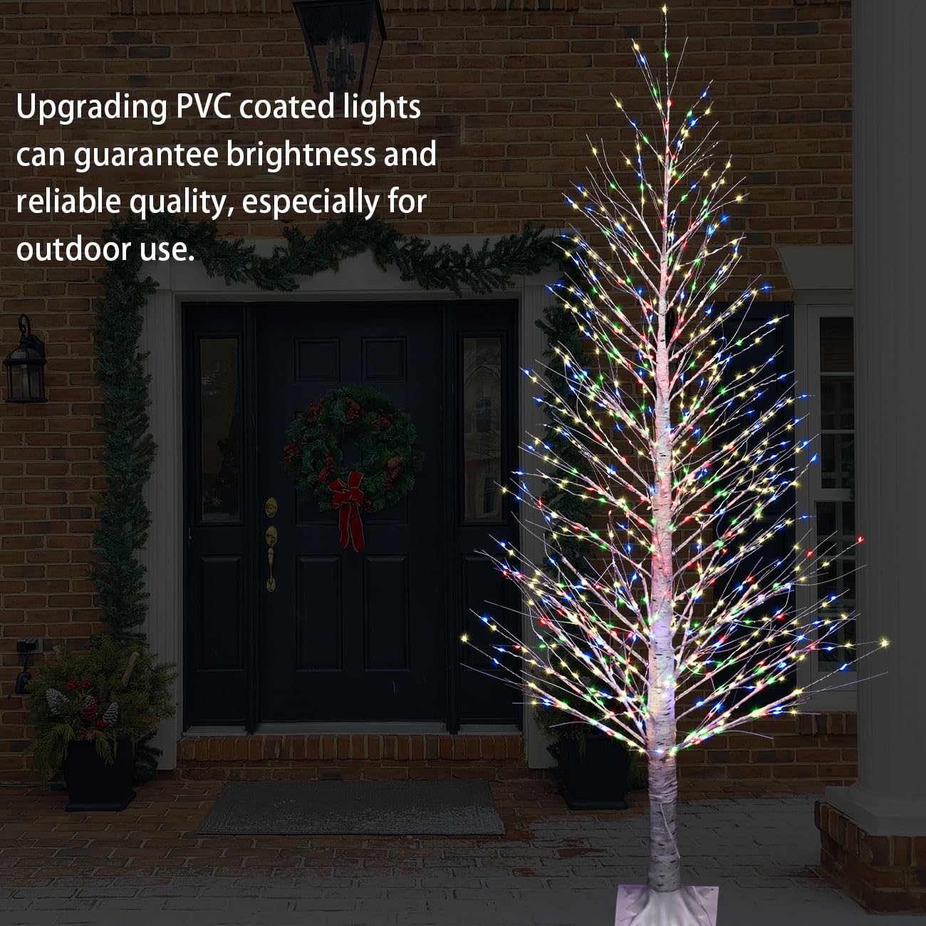 IJG 7FT Lighted Birch Tree 1000 LED Multicolor Light with Twinkle Lights, Twinkling or Steady Function for Selected, LED Christm