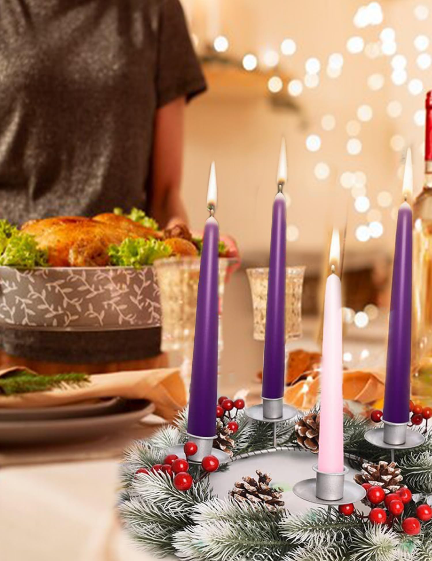 CLCYICEN 4 Pack Christmas 10in Unscented Advent Candles for Seasonal Celebrations, Holidays, Church, Celebration, Party