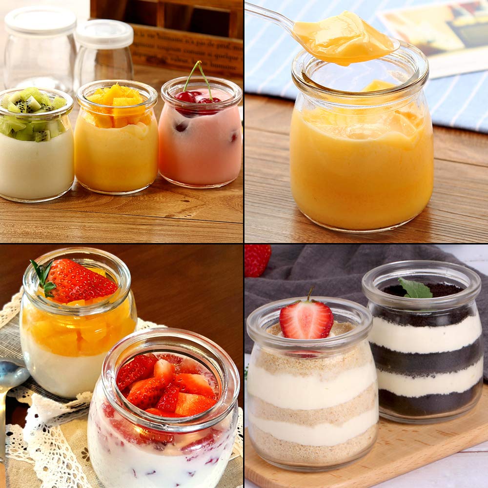 Syntic 40 Pack Small Glass Jars With Cork Lids, 7Oz Empty Candle Jars For Making Candles, Yogurt Container With Pe Lids For Wedd