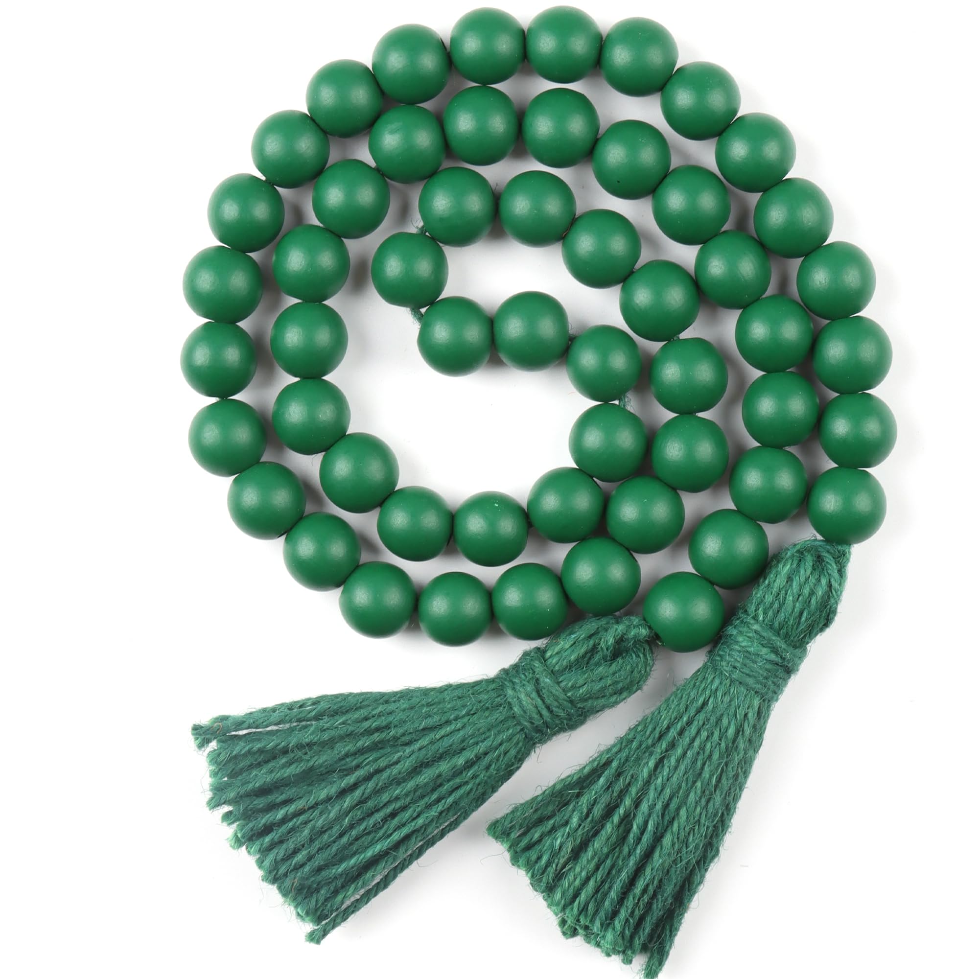 RAMIRABI St Patrick s Day Wood Beads Garland with Tassels Farmhouse Beads Rustic Prayer Beads Boho Beads for Boho Home Decor,Wal