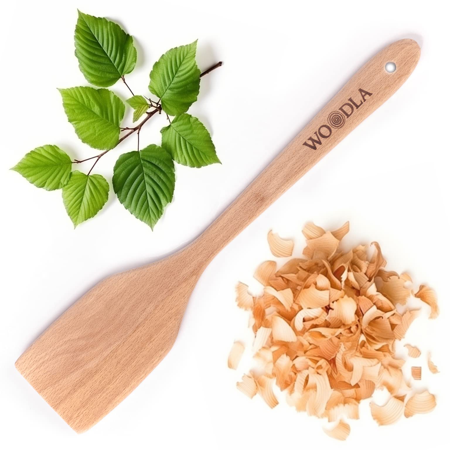 WOODLA 14-Inch Wooden Spatula, Heat-Resistant Beechwood Turner for Non-Stick Cookware, Kitchen Utensil, Model Spatula01