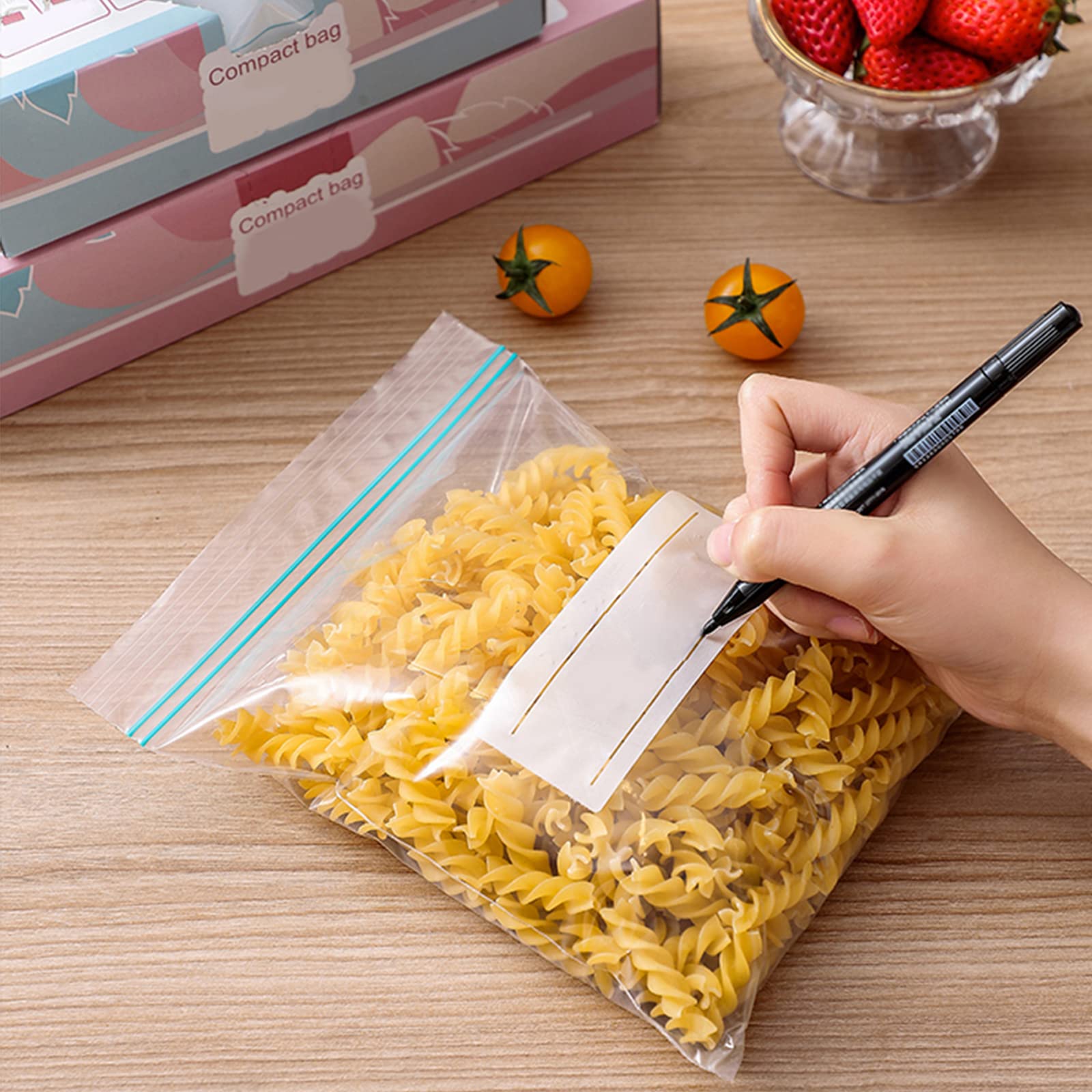 wolpin Ziplock Covers (Pack Of 65 Pcs) Double Seal Bags Freezer/Microwave Safe Ziplock Pouch Fridge Food Vegetable Storage Bags