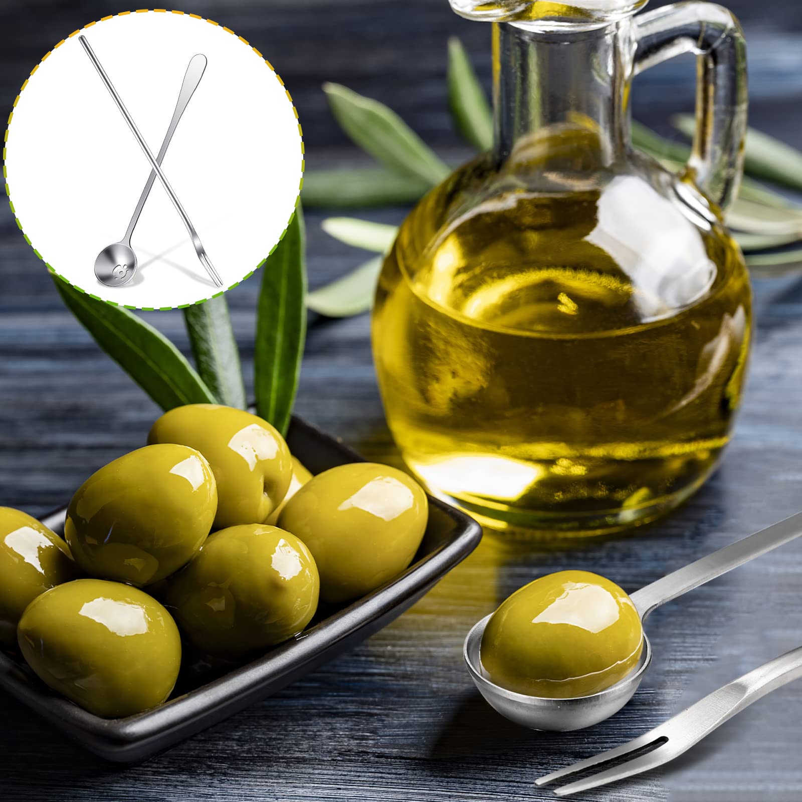 Didaey 4 Pcs Pickle Fork And Olive Spoon Strainer Set Stainless Steel Long Handle Pick Jar Serving Spoon With Drain Hole Spoon P