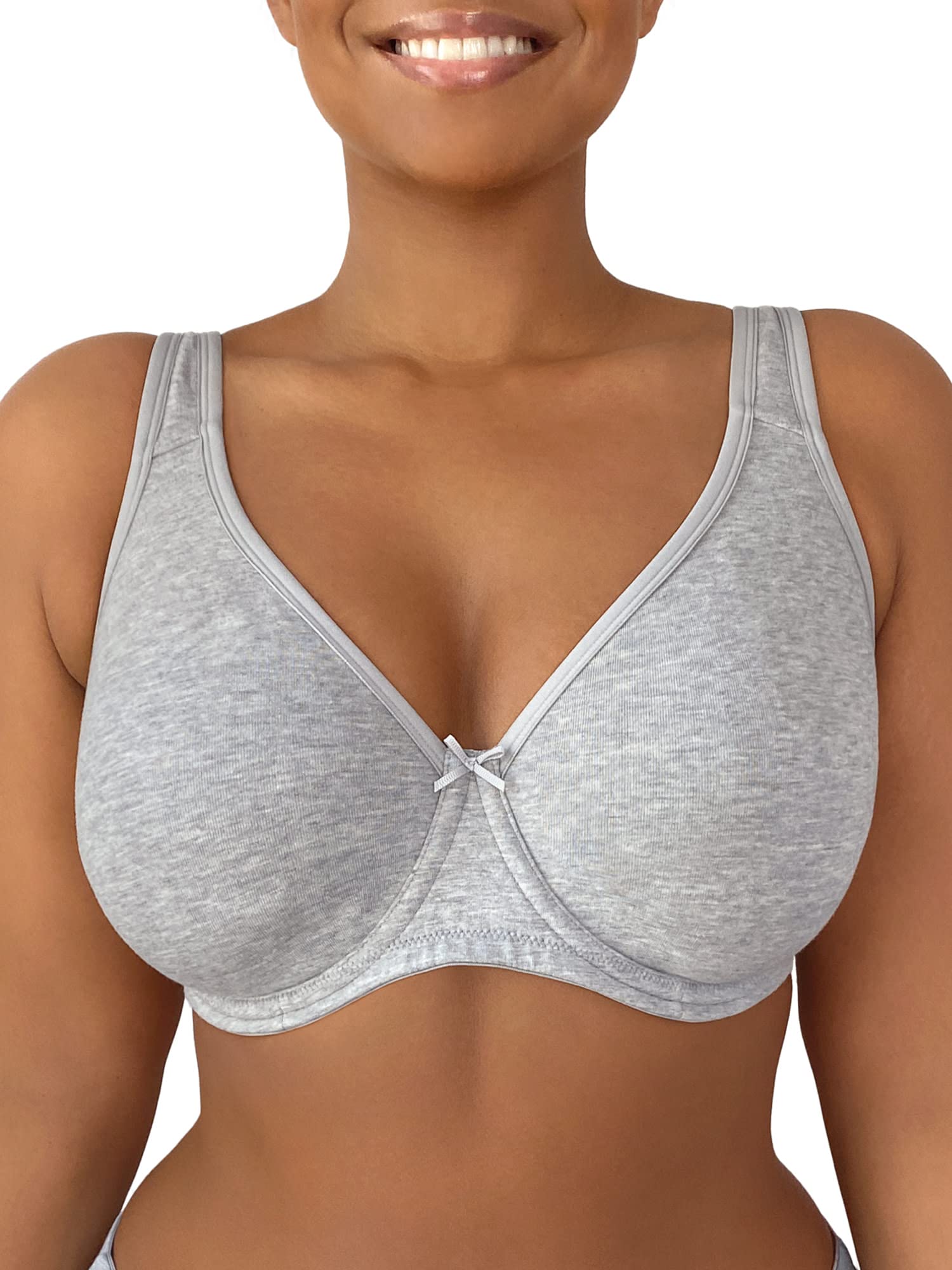 Fruit Of The Loom Womens Plus-Size Cotton Unlined Underwire Bra, Heather Grey, 46C
