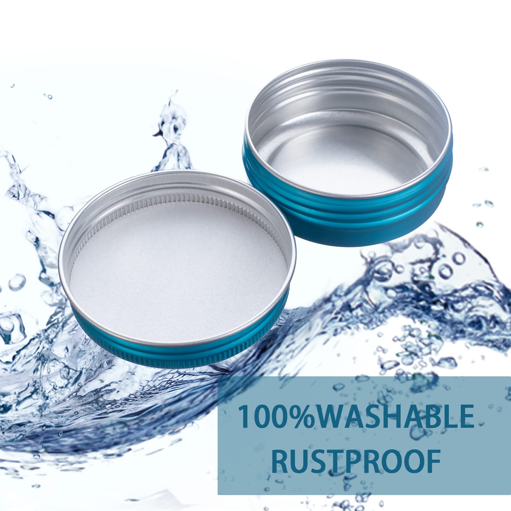 1 Oz / 30Ml Screw Top Aluminum Tin Jar With Screw Lid And Blank Labels (Lake Blue - Pack Of 32)