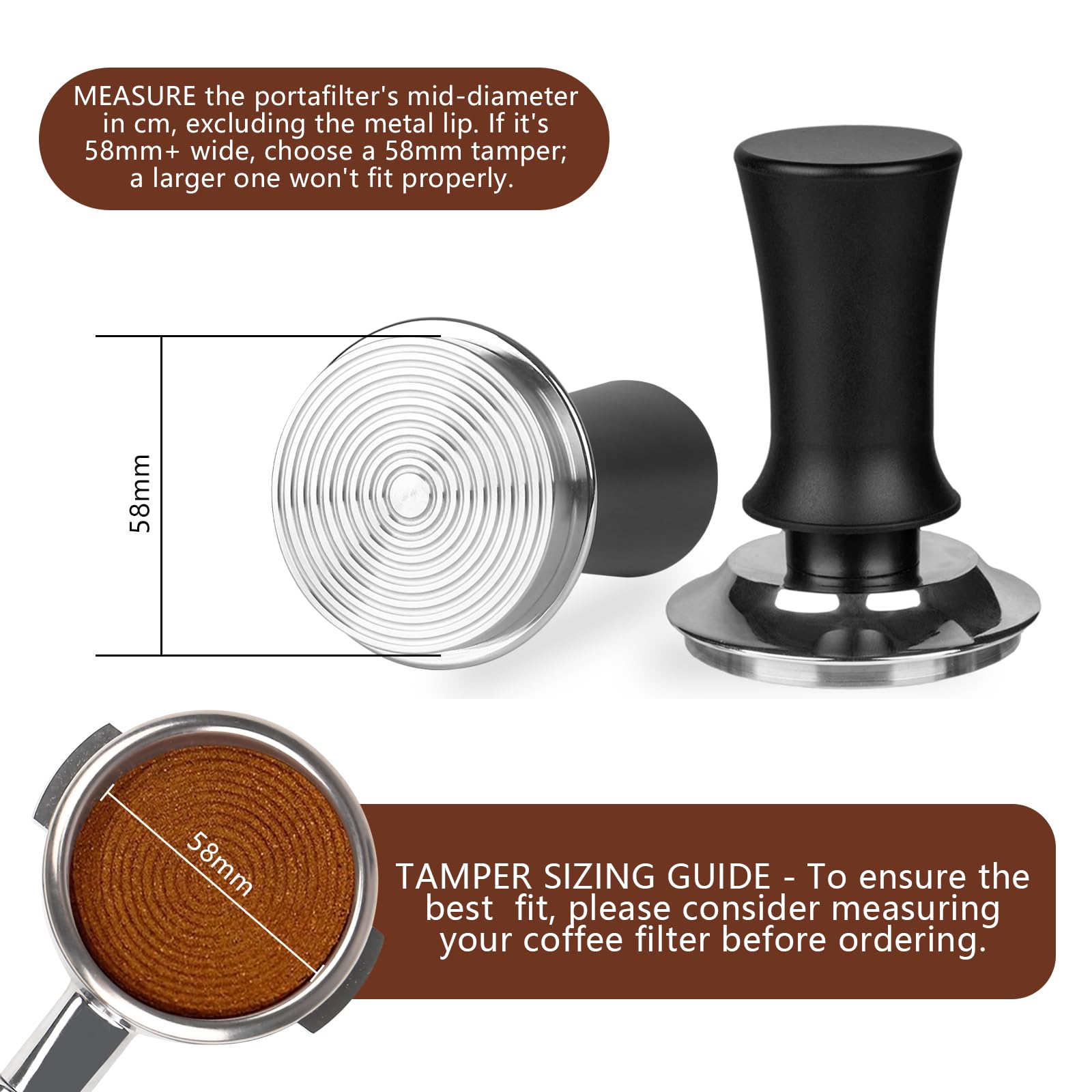 58Mm Espresso Tamper Set - Spring-Loaded Coffee Tamper, Adjustable Depth Espresso Distributor Leveler, Magnetic Dosing Funnel Al