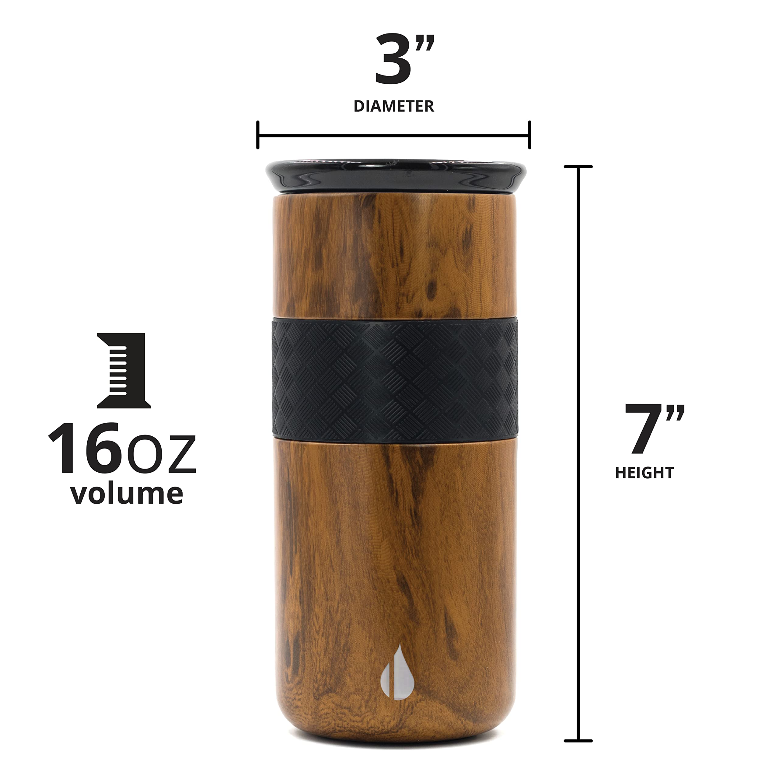 Elemental Artisan Insulated Tumbler, Triple Wall Coffee Travel Mug, Reusable Stainless Steel Coffee Tumbler With Ceramic Lid, Th
