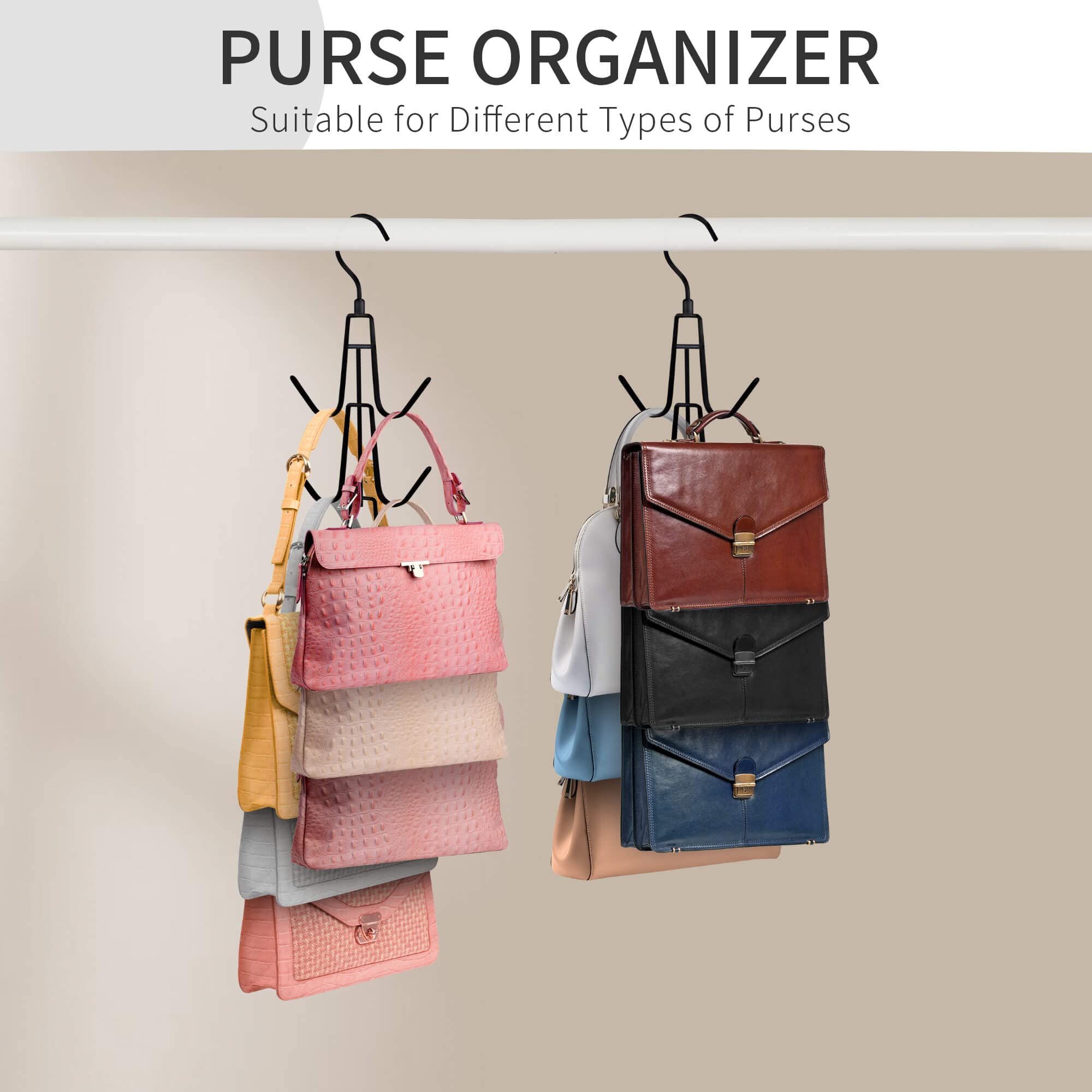 Podatol Rotatable Metal Purse Hanger, 6 Storage Capacity, Black