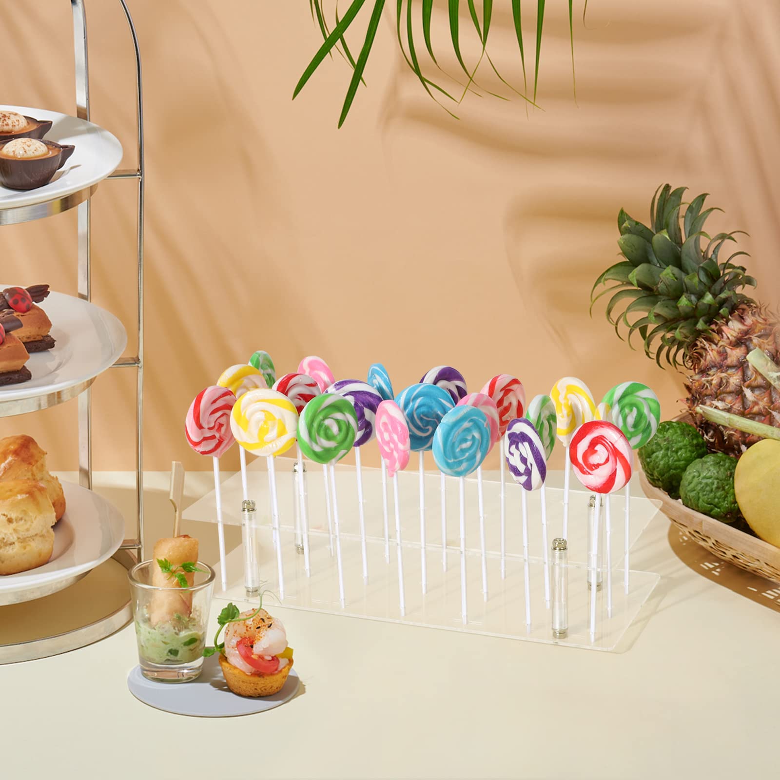 Cake Pop Stand, 21 Holes Lollipop Display Stand, Acrylic Clear Cake Pop Display Holder, Cakepopsical Stand For Weddings, Baby Sh