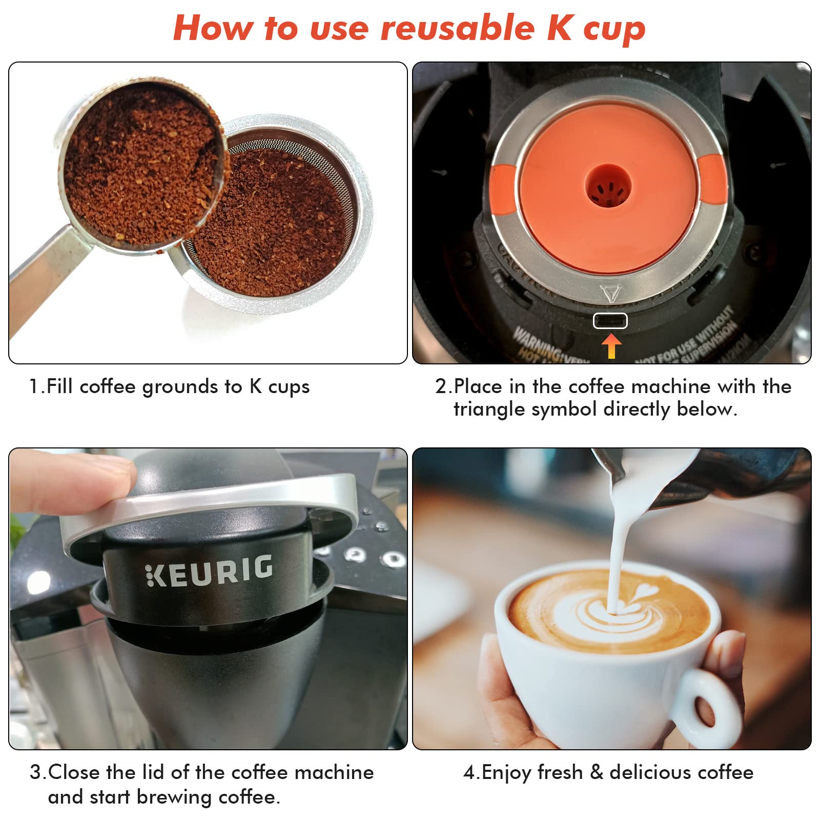 Reusable K Cups|Reusable Coffee Pods For Keurig 1.0 & 2.0 Single Cup Coffee Makers, Stainless Steel Reusable K Cup Keurig Coffee