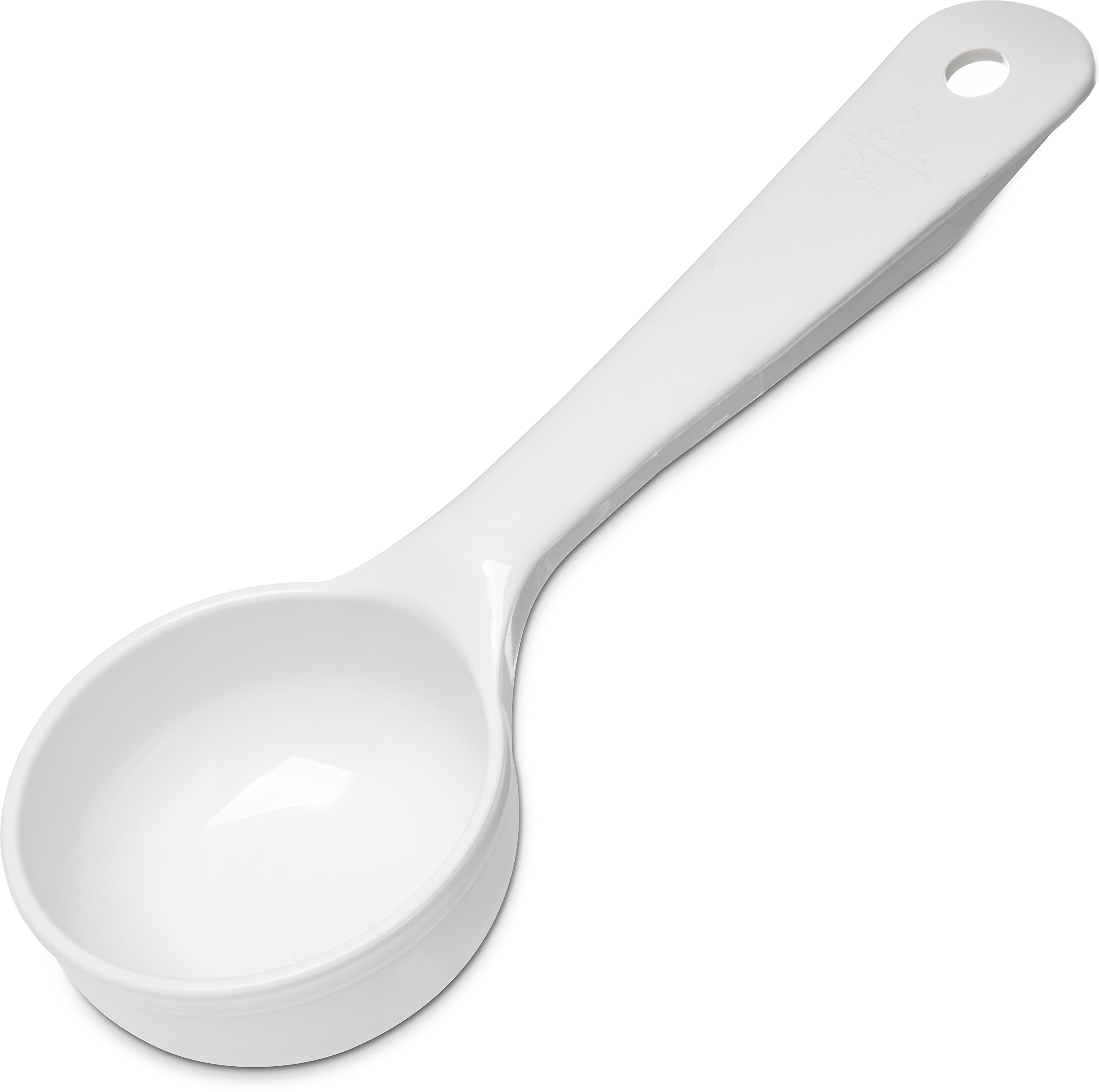 Carlisle Foodservice Products Measure Miser Solid Measuring Spoon With Short Handle, 3 Ounces, White (Pack Of 12)