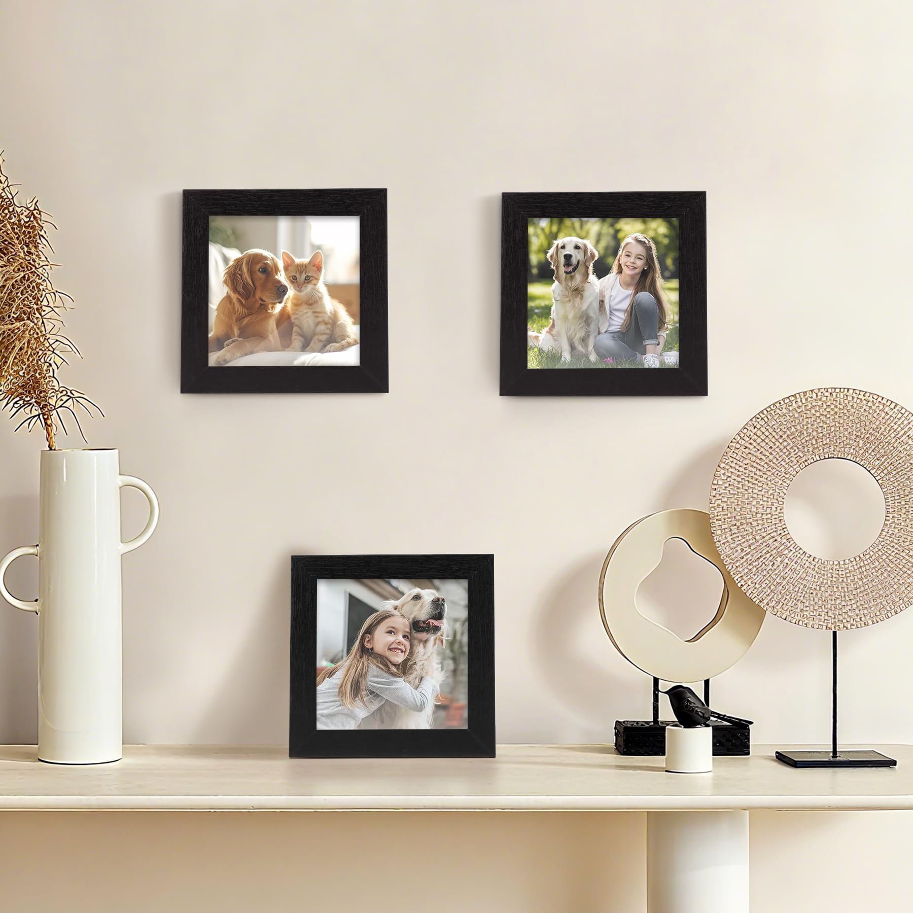 TOFOREVO Picture Frames 4x6 Set of 2 Ebony Wood Grain Photo Frame for Gallery Wall Mounting or Tabletop Display